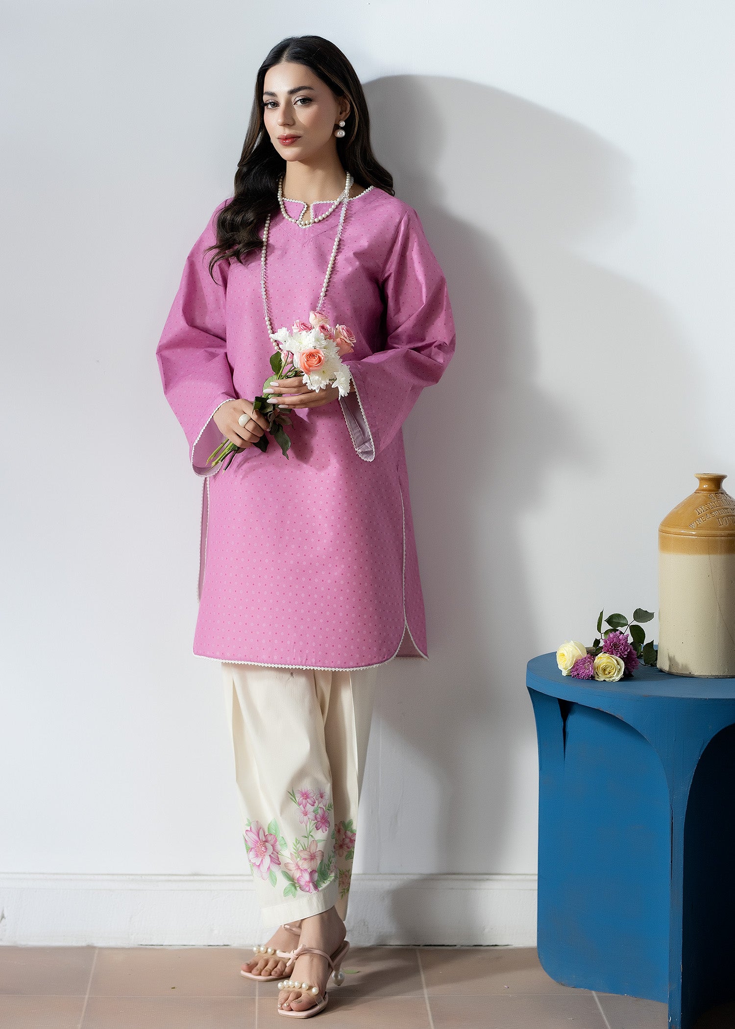 silk grip Kurta Set in Pink