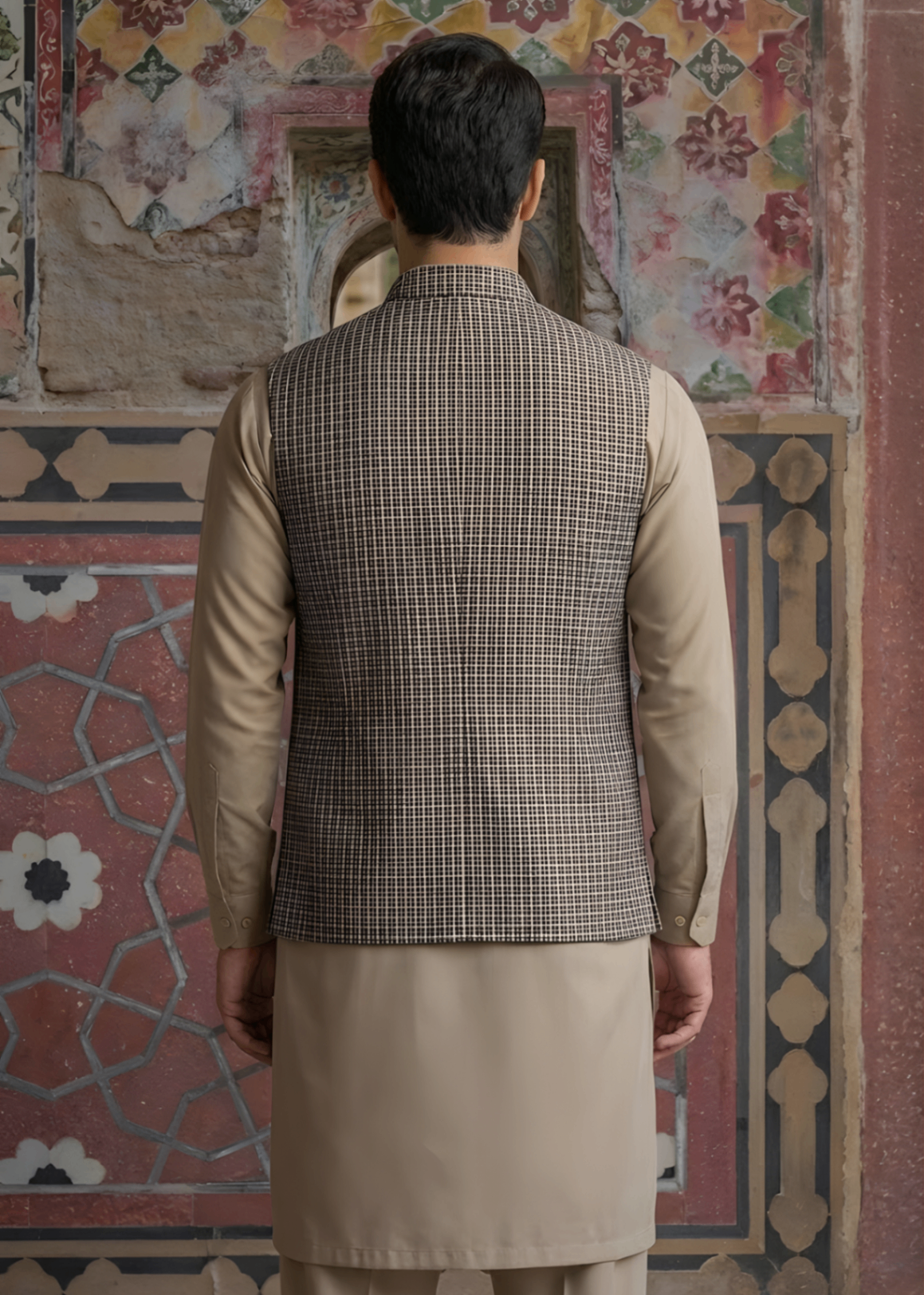 yarn dyed Waistcoat in Light grey