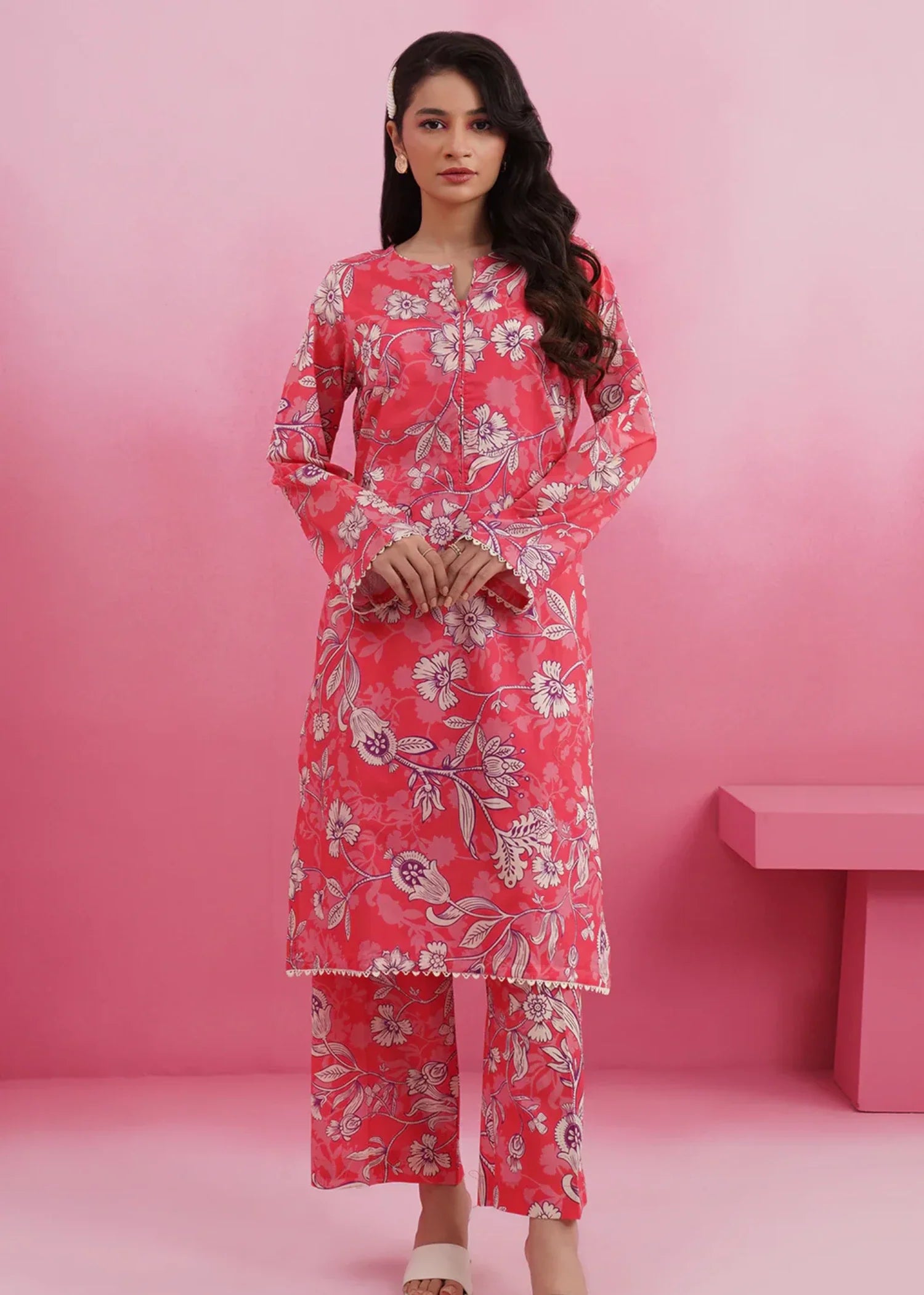 lawn Co Ord Sets in Coral red