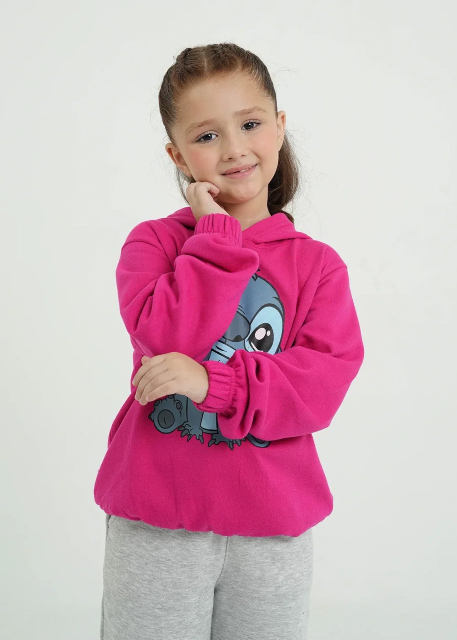 fleece Tracksuit in Hot pink, pastel grey