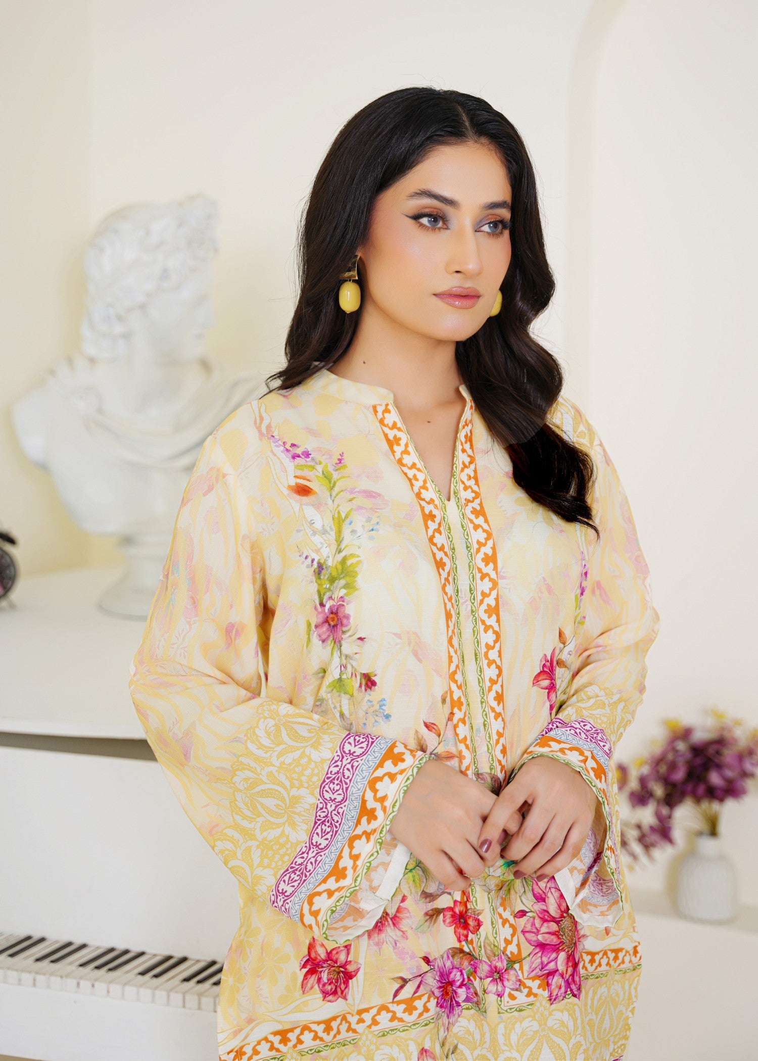 slub cambric Co Ord Sets in Lemon chiffon