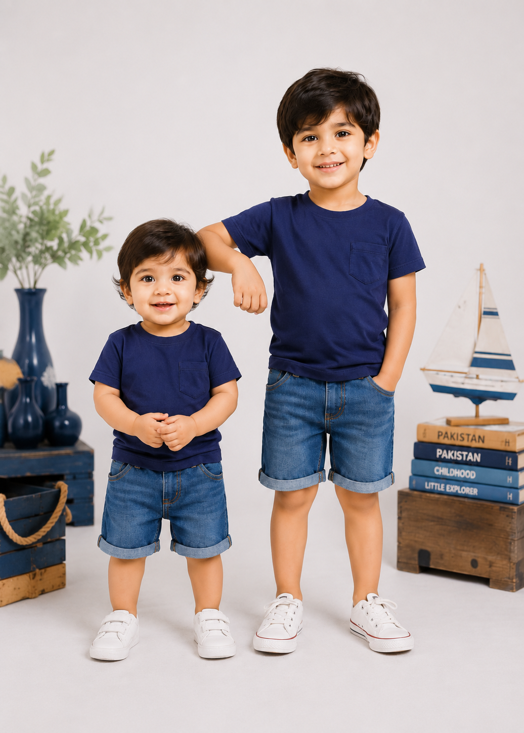 single jersey knit T Shirt in Navy blue