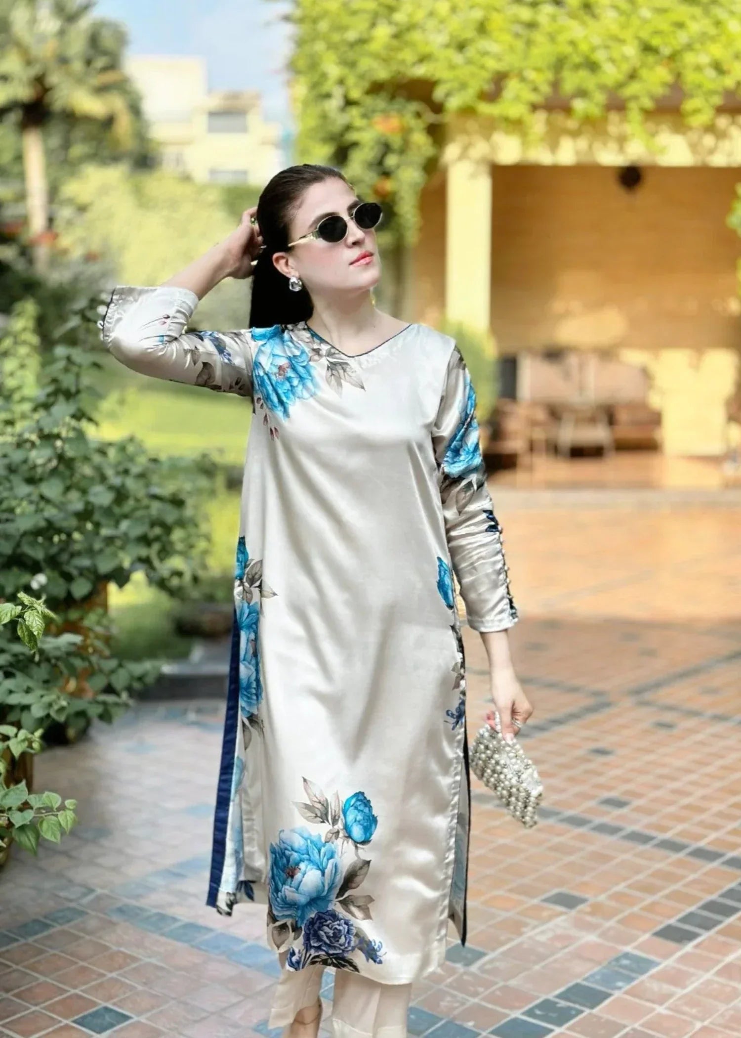 silk Kurta Set in Ivory