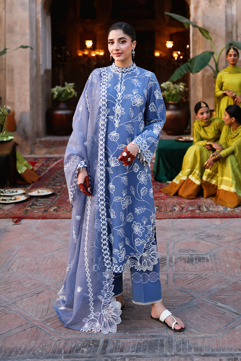 Festive – Ethnic Blue - Embroidered Lawn