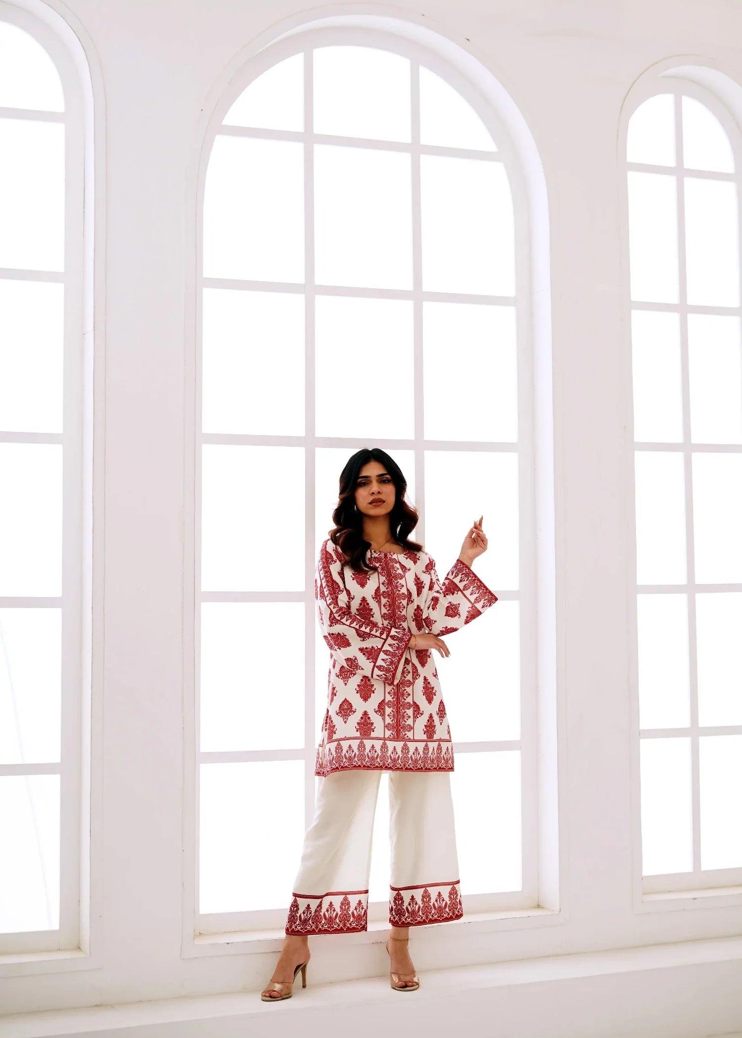 poly lawn Co Ord Sets in White
