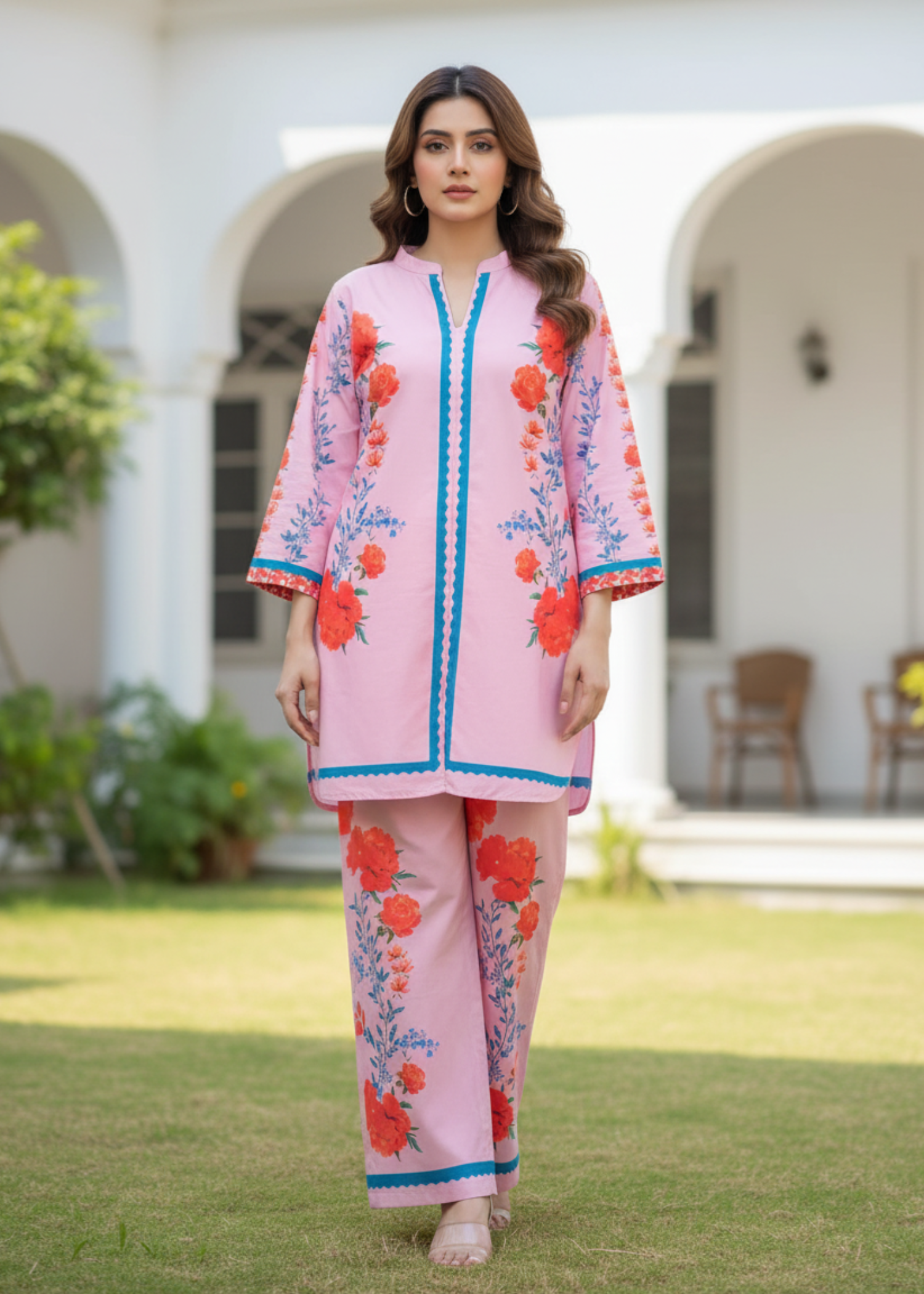 cotton crepe Co Ord Sets in Bubblegum pink
