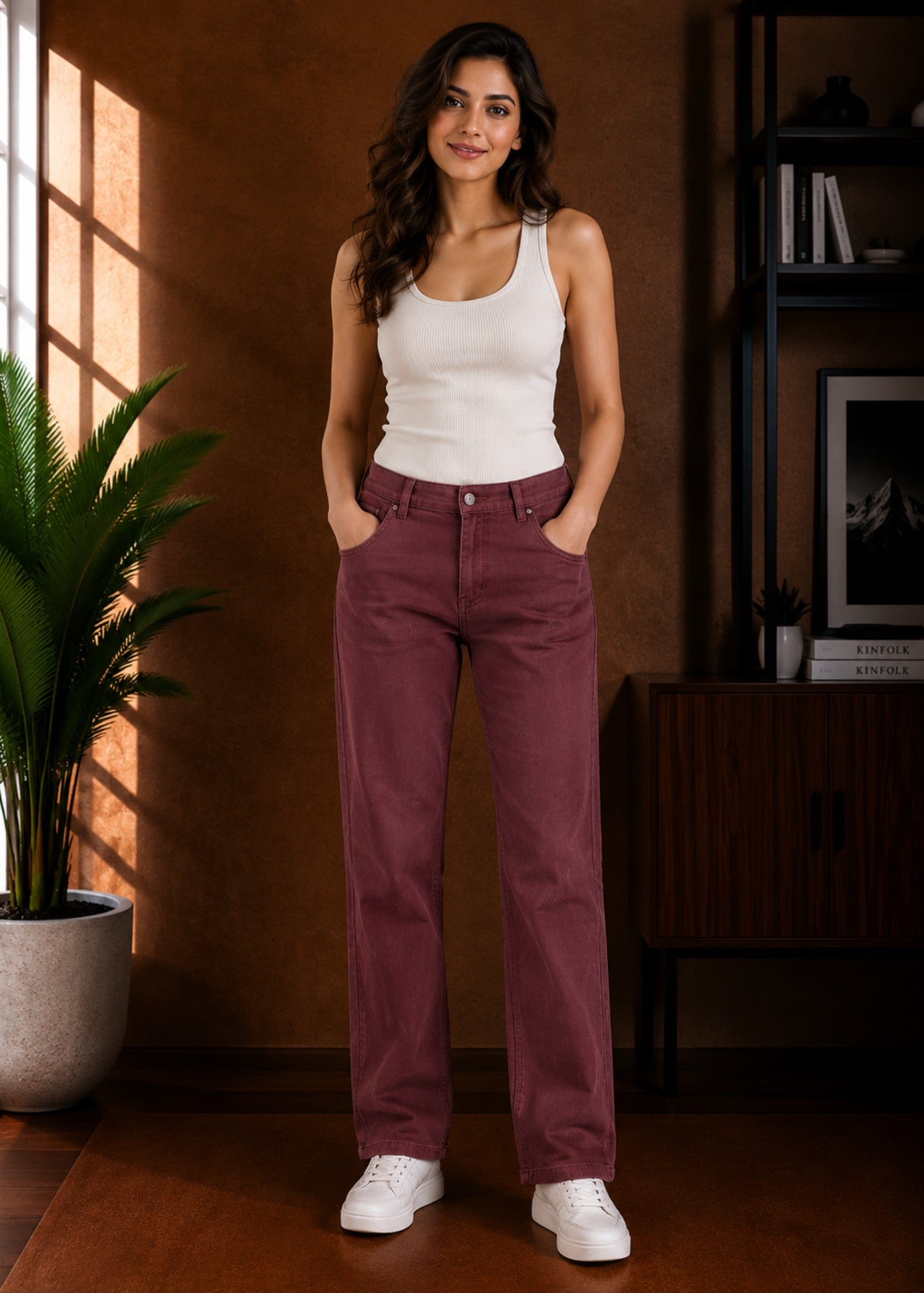 denim Jeans in Maroon