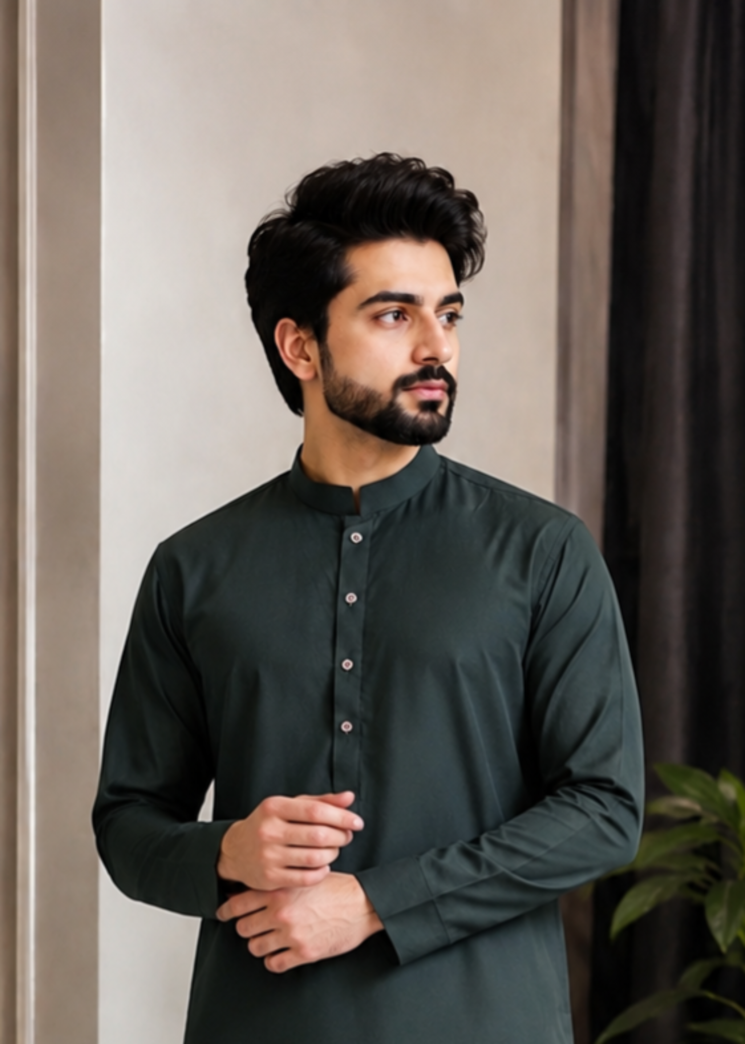 cotton Shalwar Kameez in Dark green by Noor E Zehra.Store