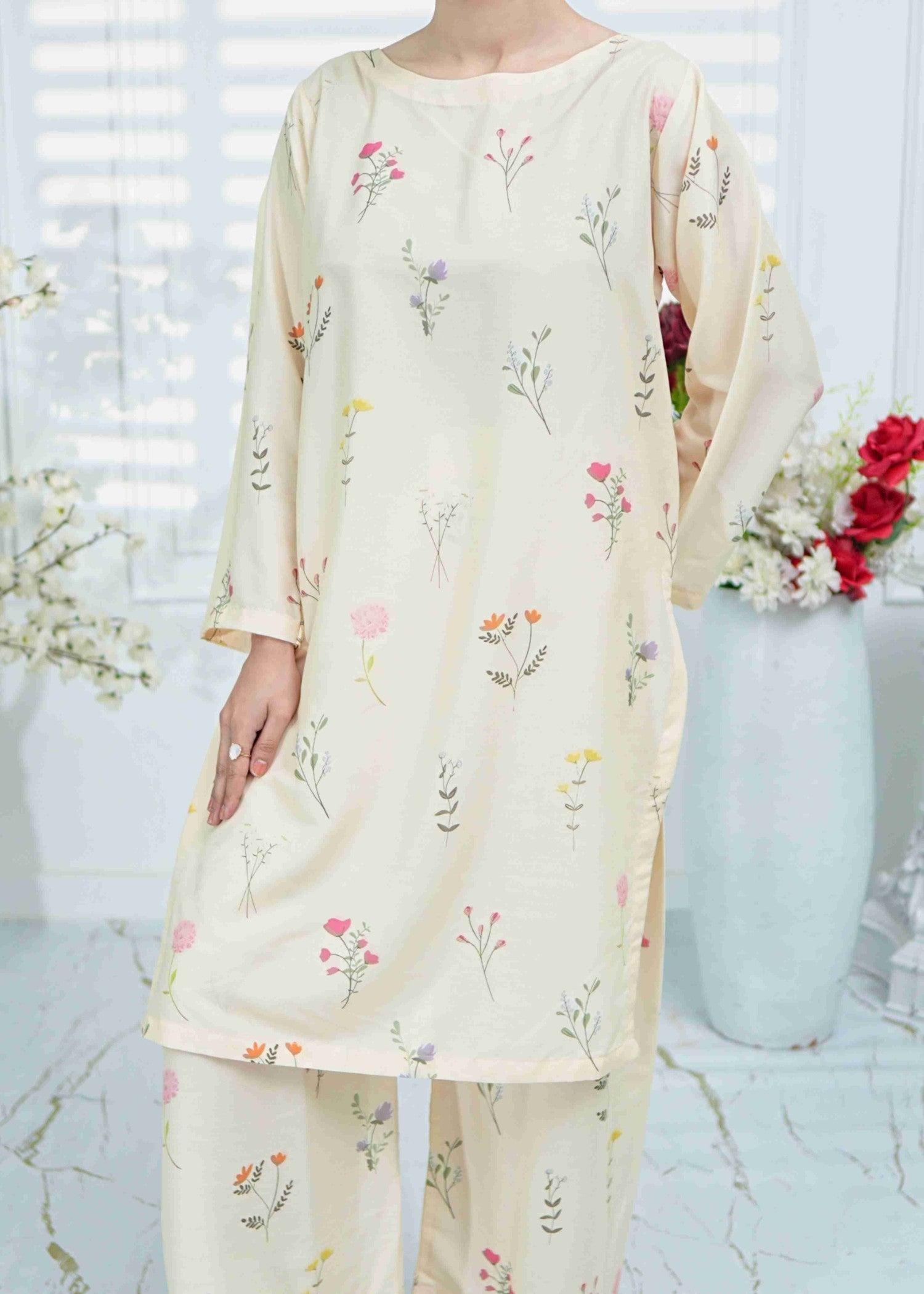 swiss lawn Co Ord Sets in Cream
