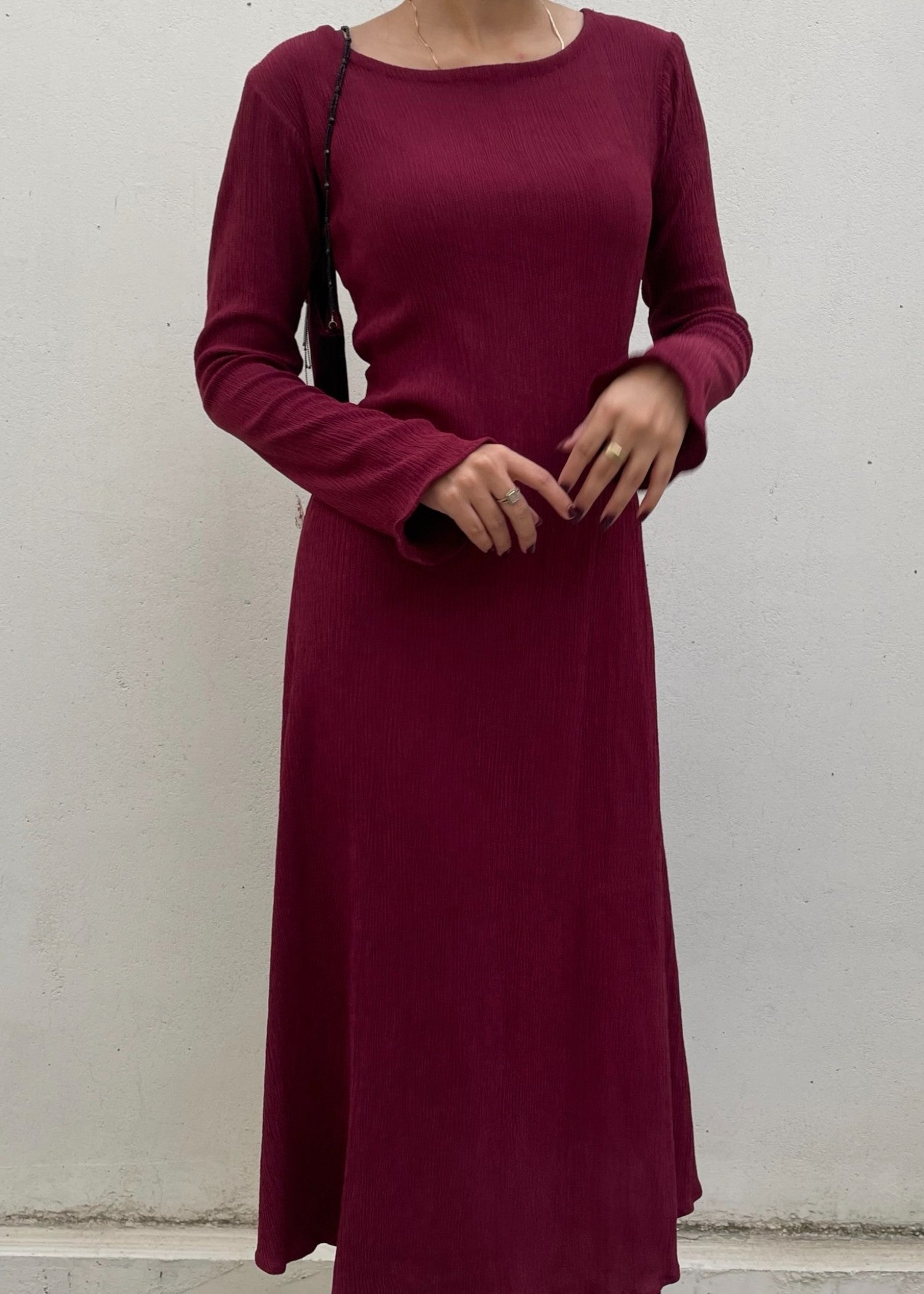 crepe georgette Dress in Burgundy