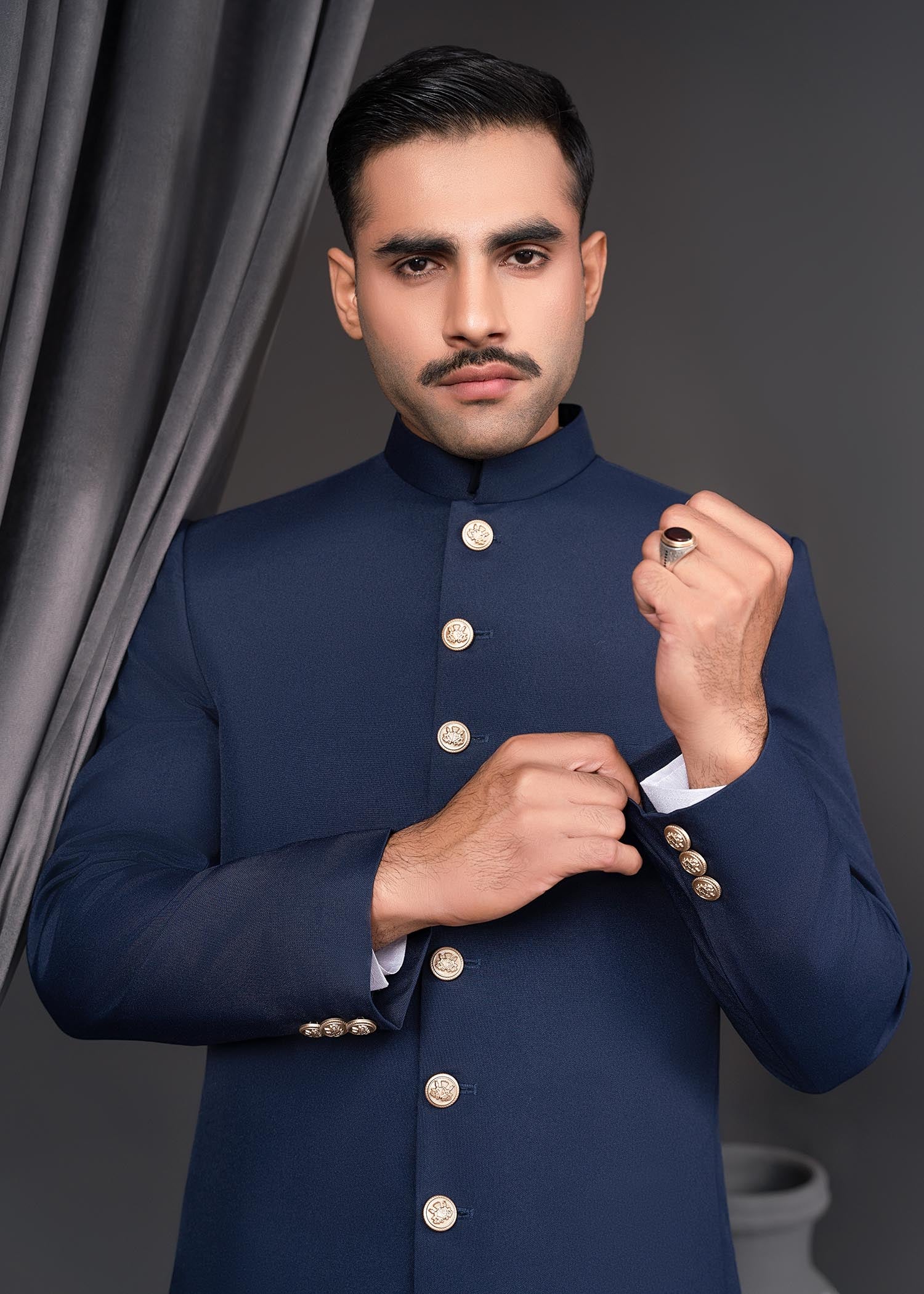 terry Sherwani in Blue by Dress Designers