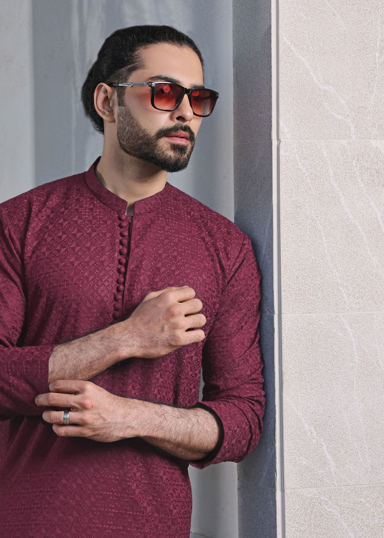 lawn Kurta Set in Plum by The Great Masters (TGM)