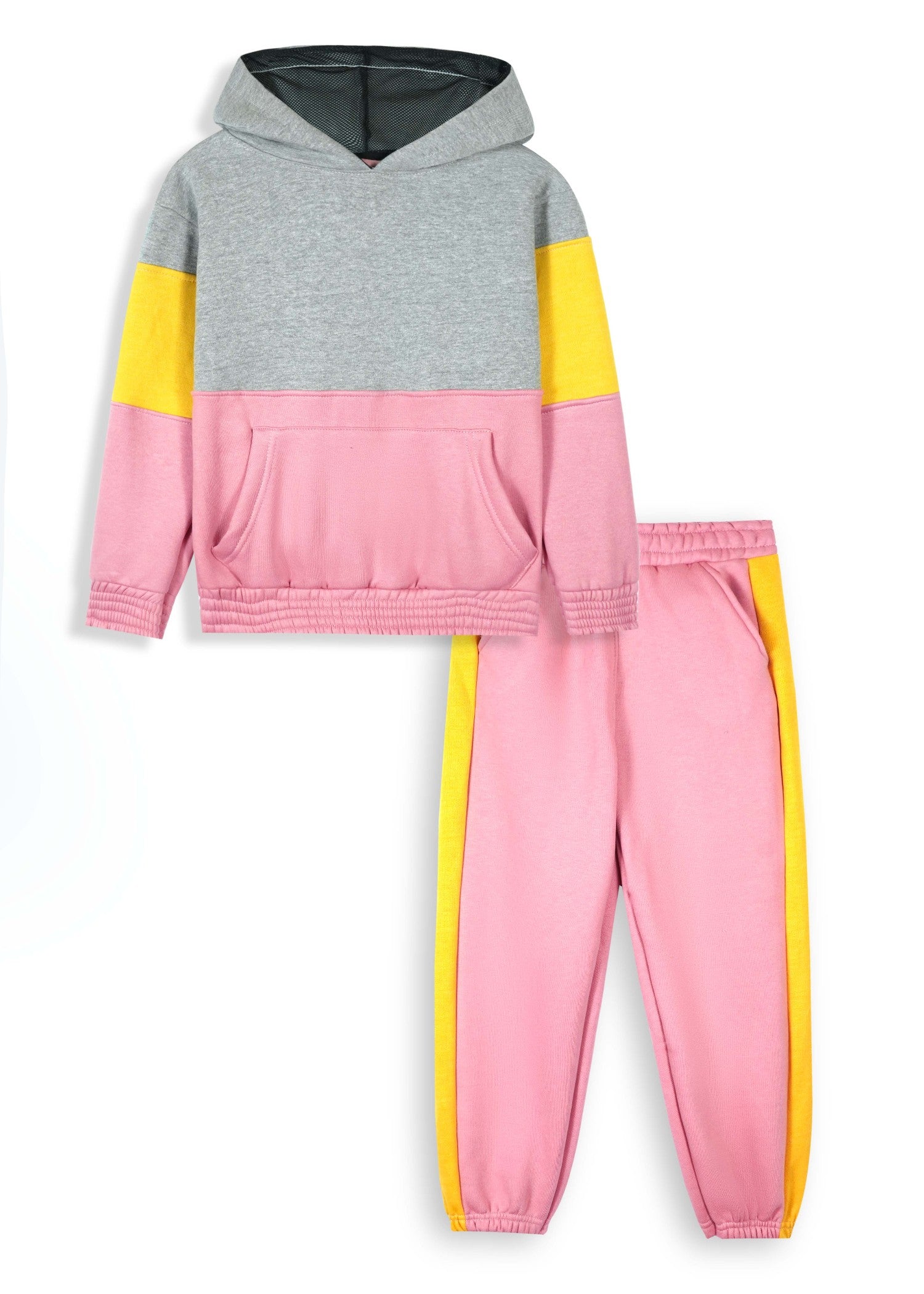 fleece Tracksuit in Grey, pink