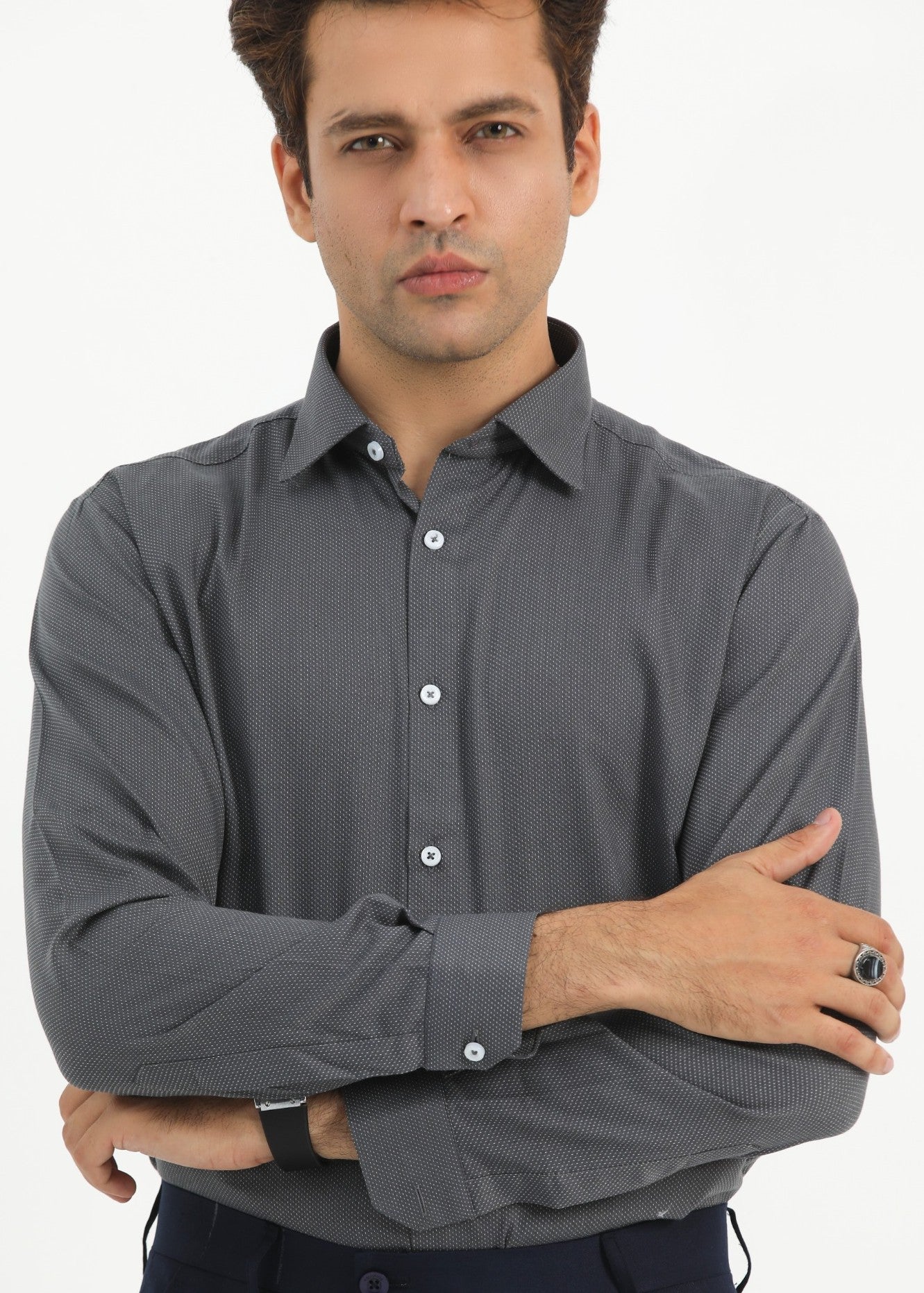 cotton Formal Shirt in Slate grey