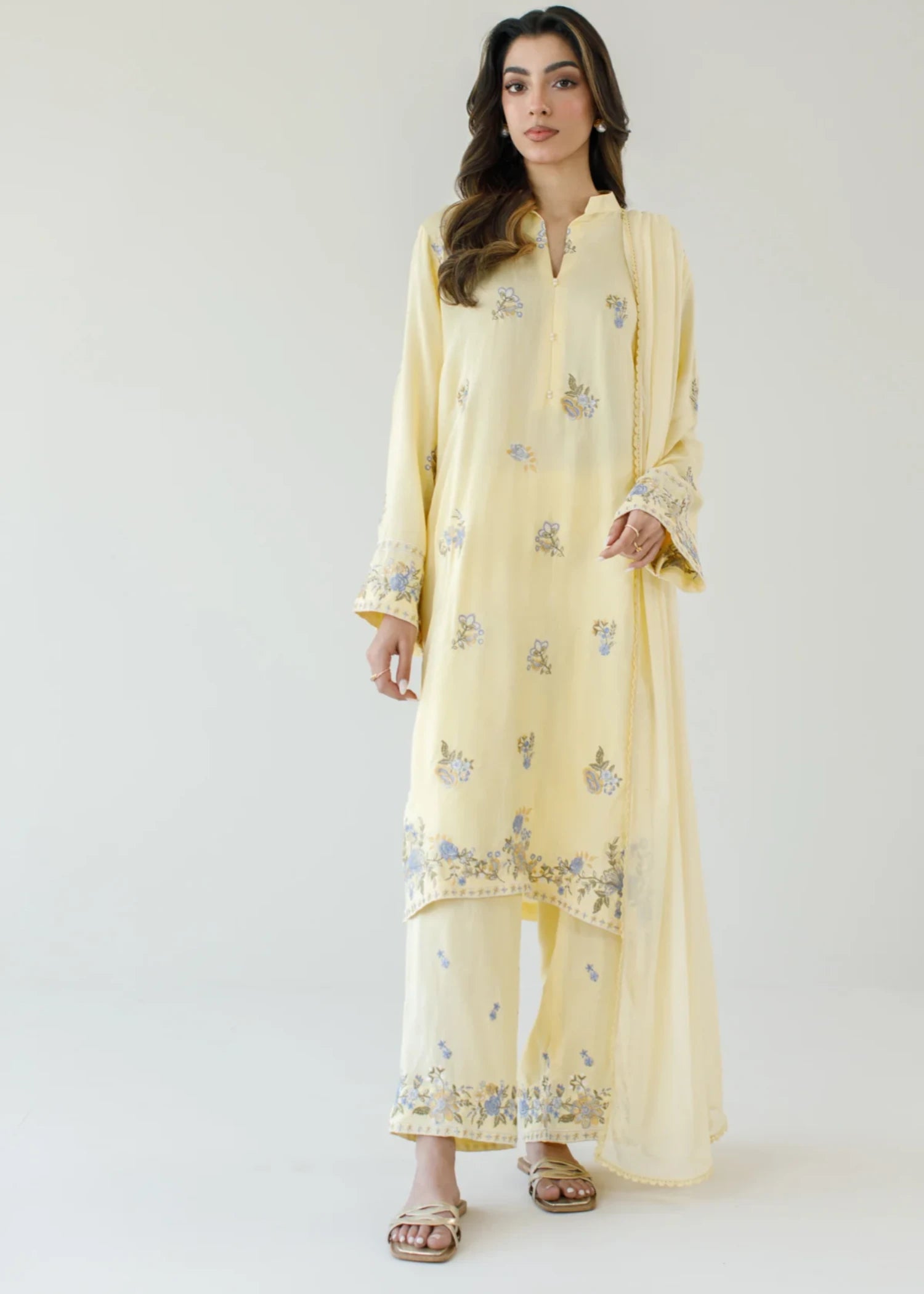 raw silk Kurta Set in Butter