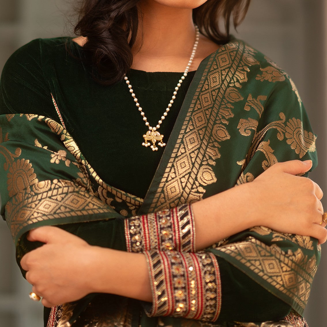 Shawl in Green Color by - Trendy Women Shawl HDU2481