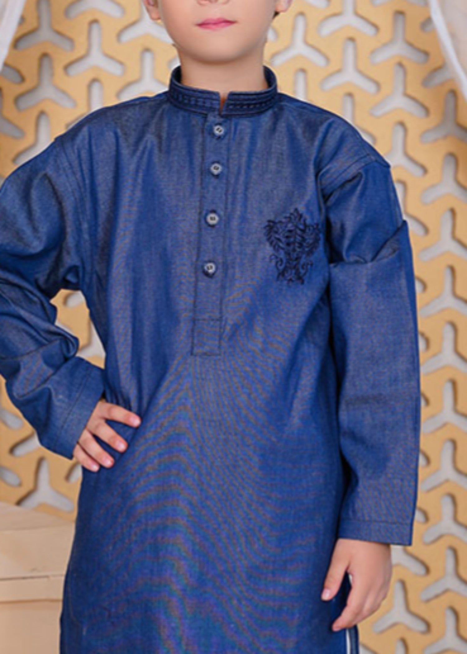 denim Kurta Set in Denim