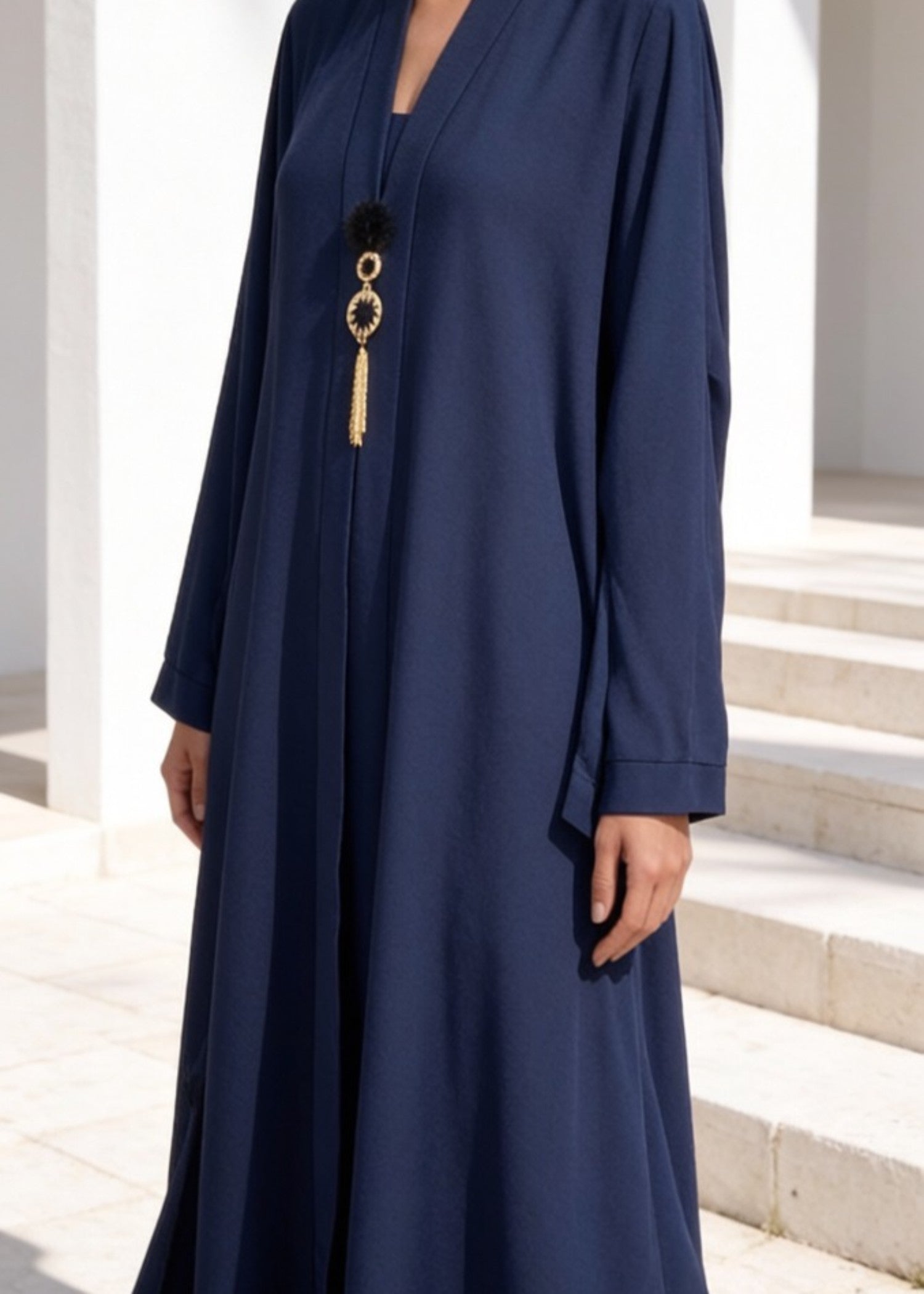 silk Abaya in Dark blue