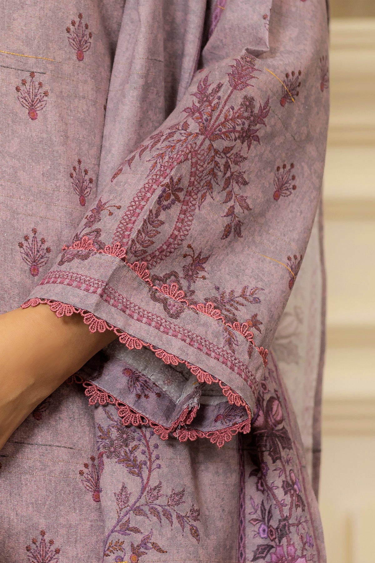 lawn voile Kurta Set in Lilac