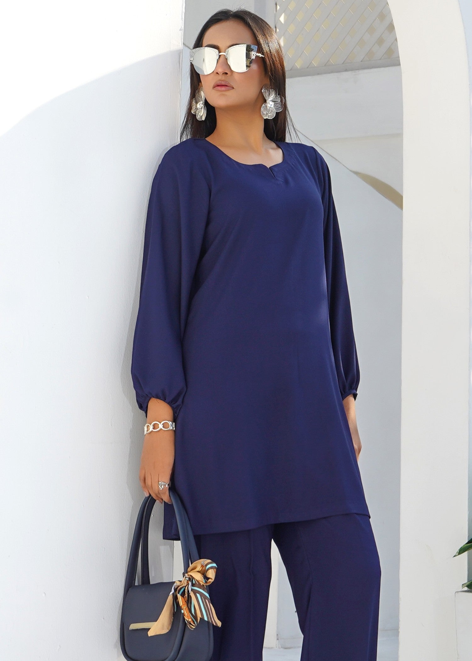 silk georgette Co Ord Sets in Navy blue