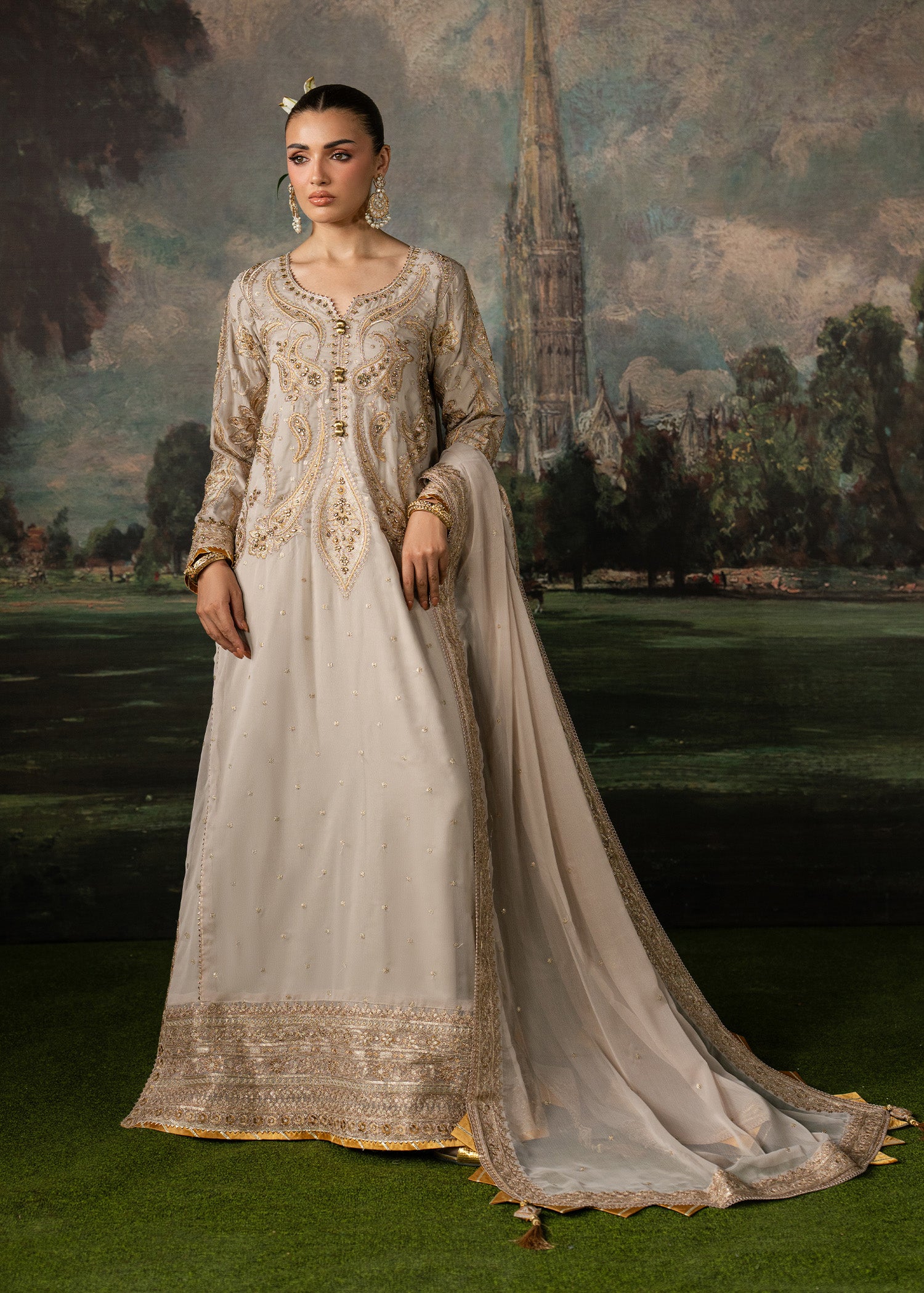 chiffon Kaftan in Beige