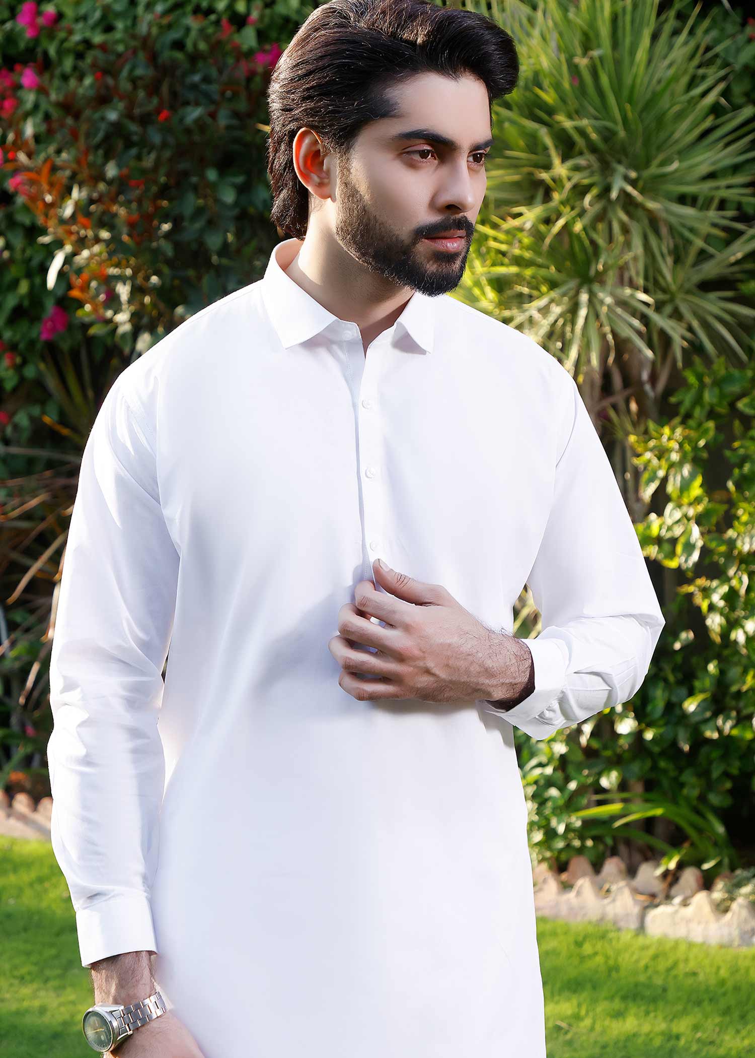 wash & wear Shalwar Kameez in White by The Great Masters (TGM)