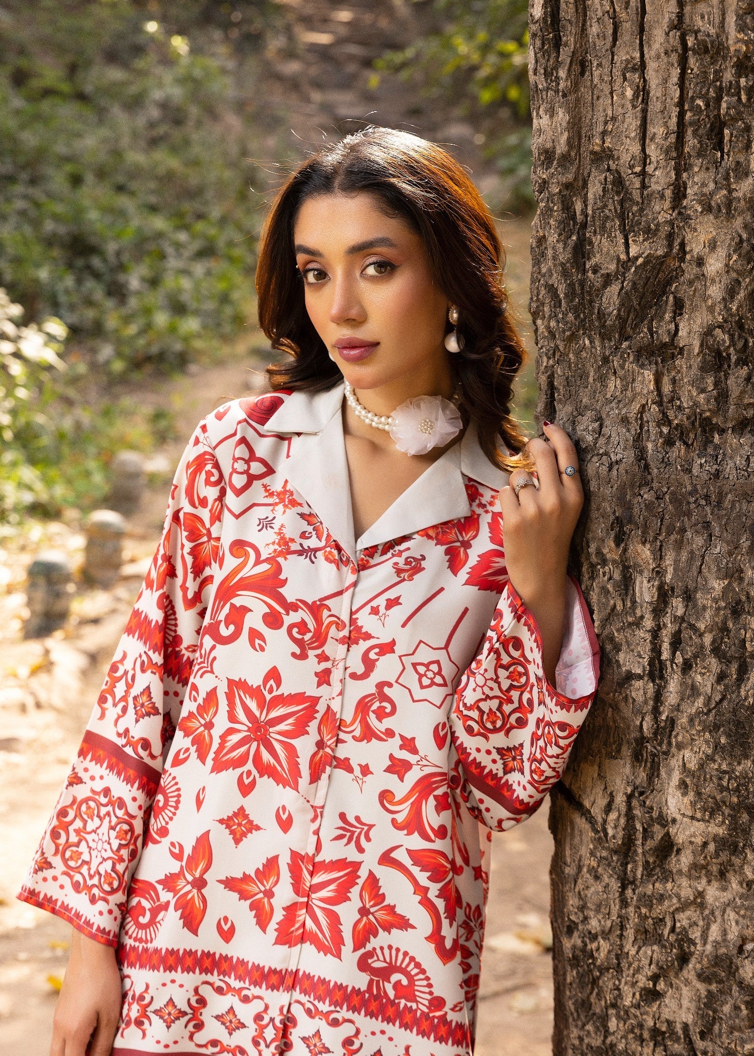 lawn Co Ord Sets in White, red