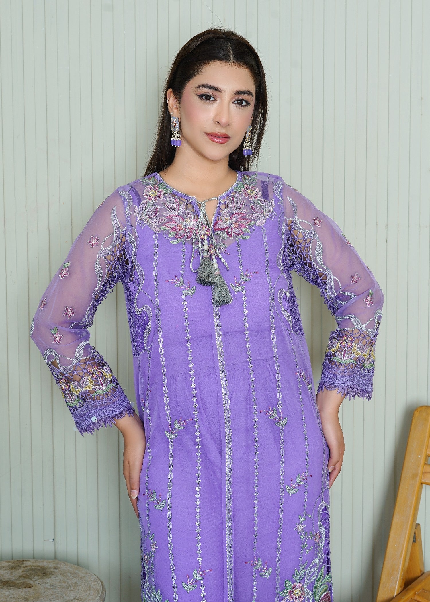 organza Kurta Set in Lupine