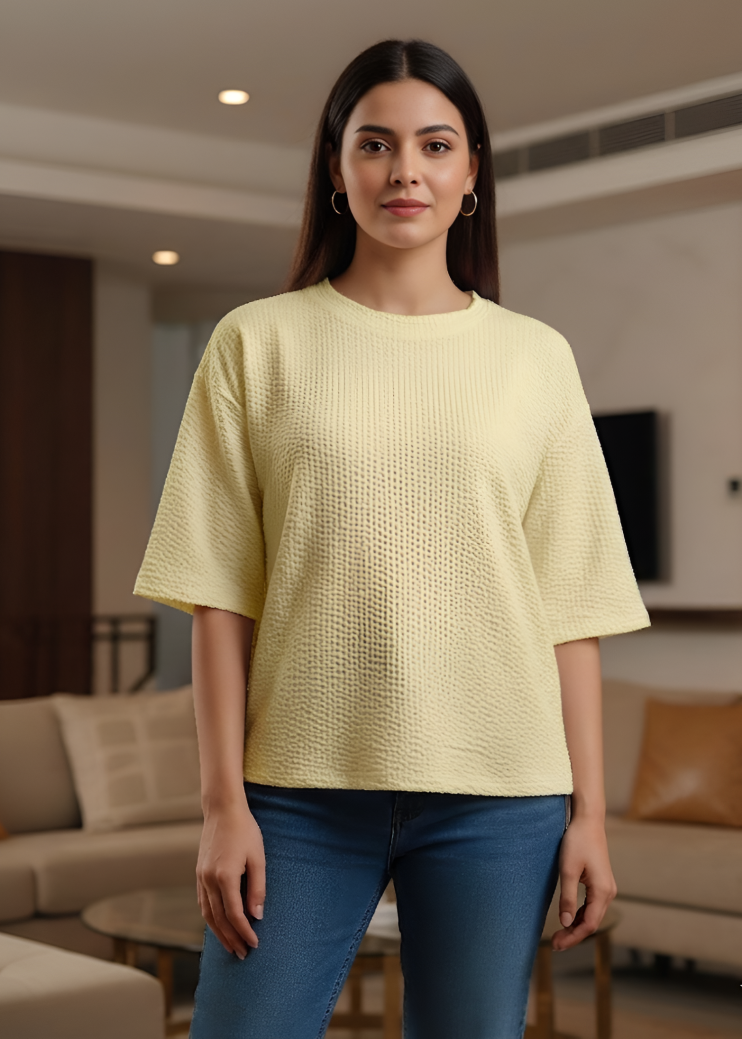 cotton T Shirt in Lemon chiffon