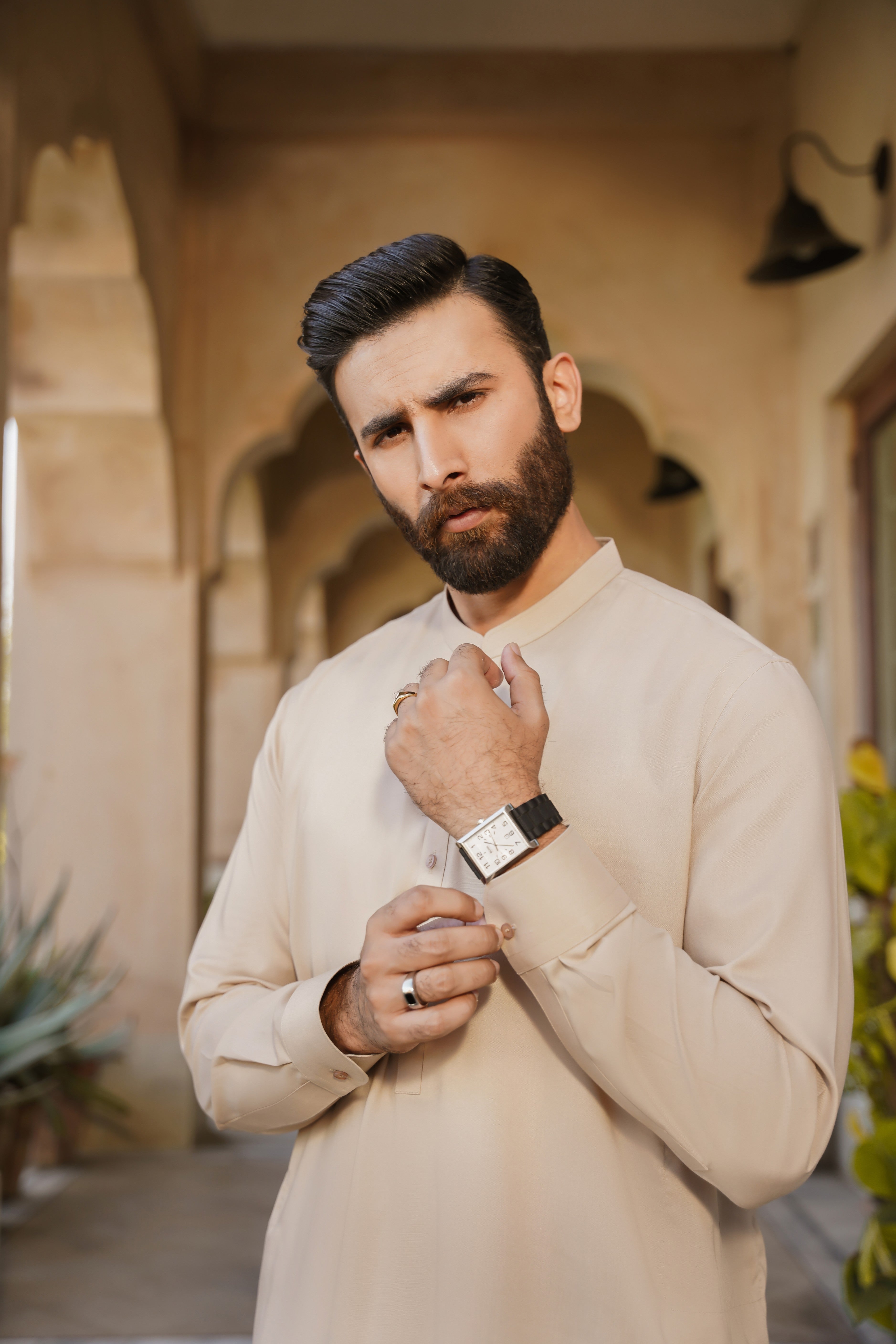 cotton Shalwar Kameez in Beige