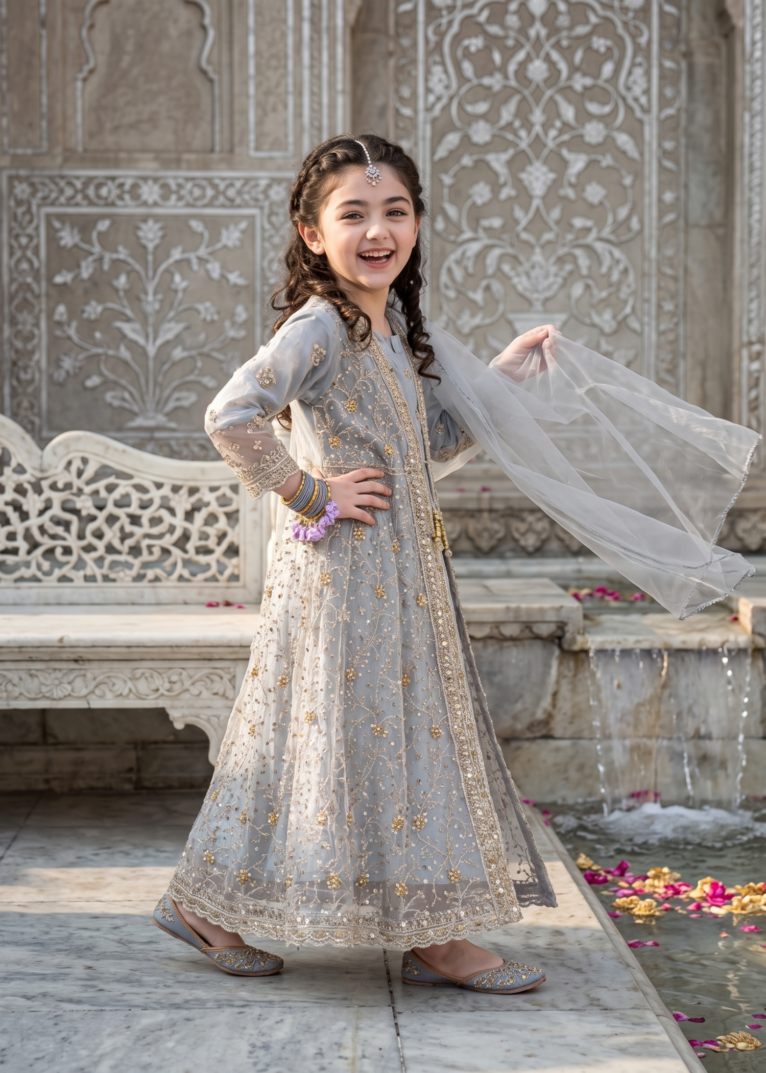 net Gown in Pastel grey