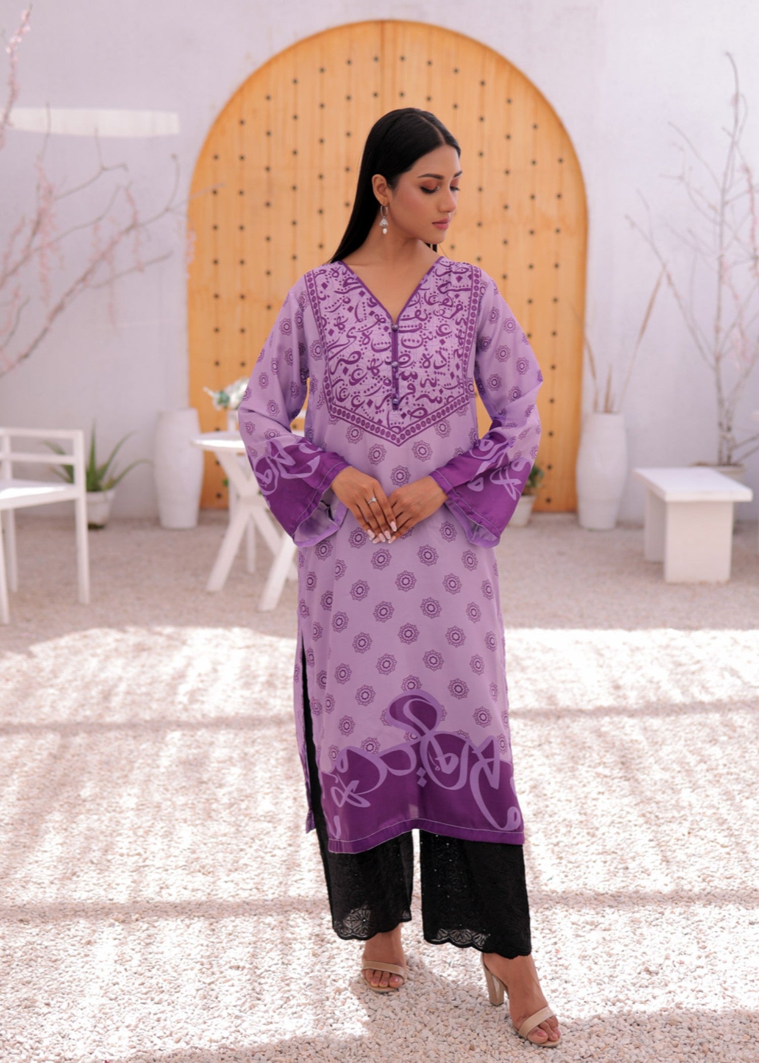 raw silk Kurti in Purple mountain majesty