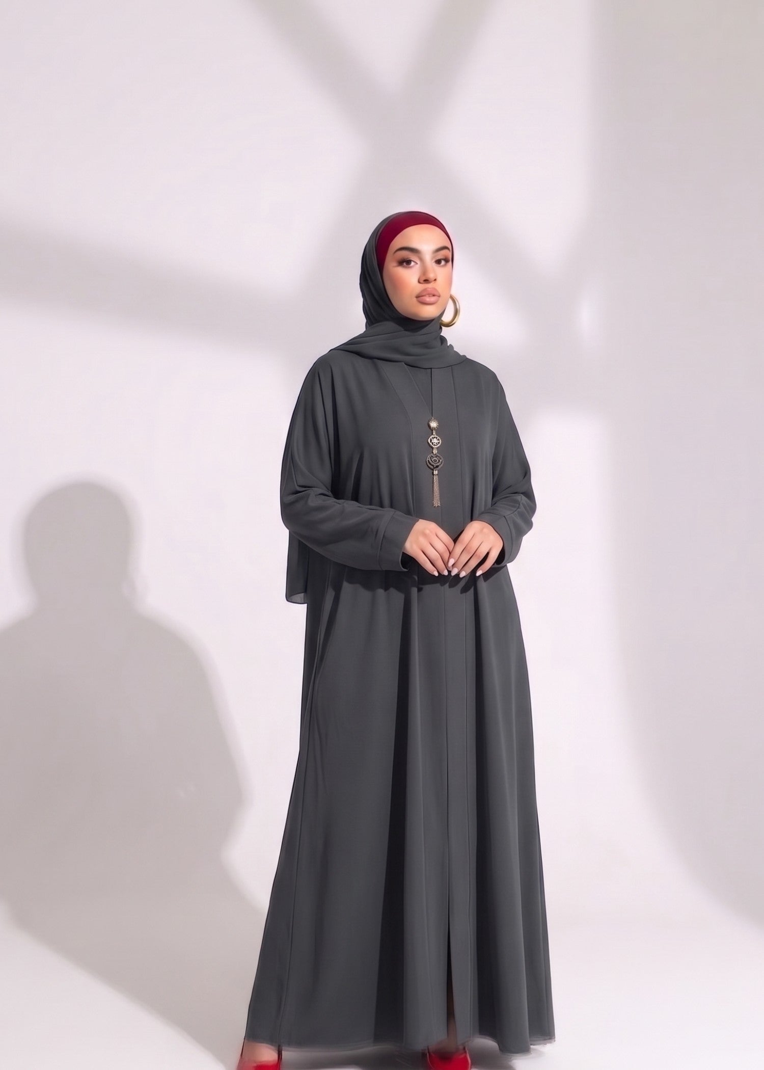 nidha blend Abaya in Charcoal