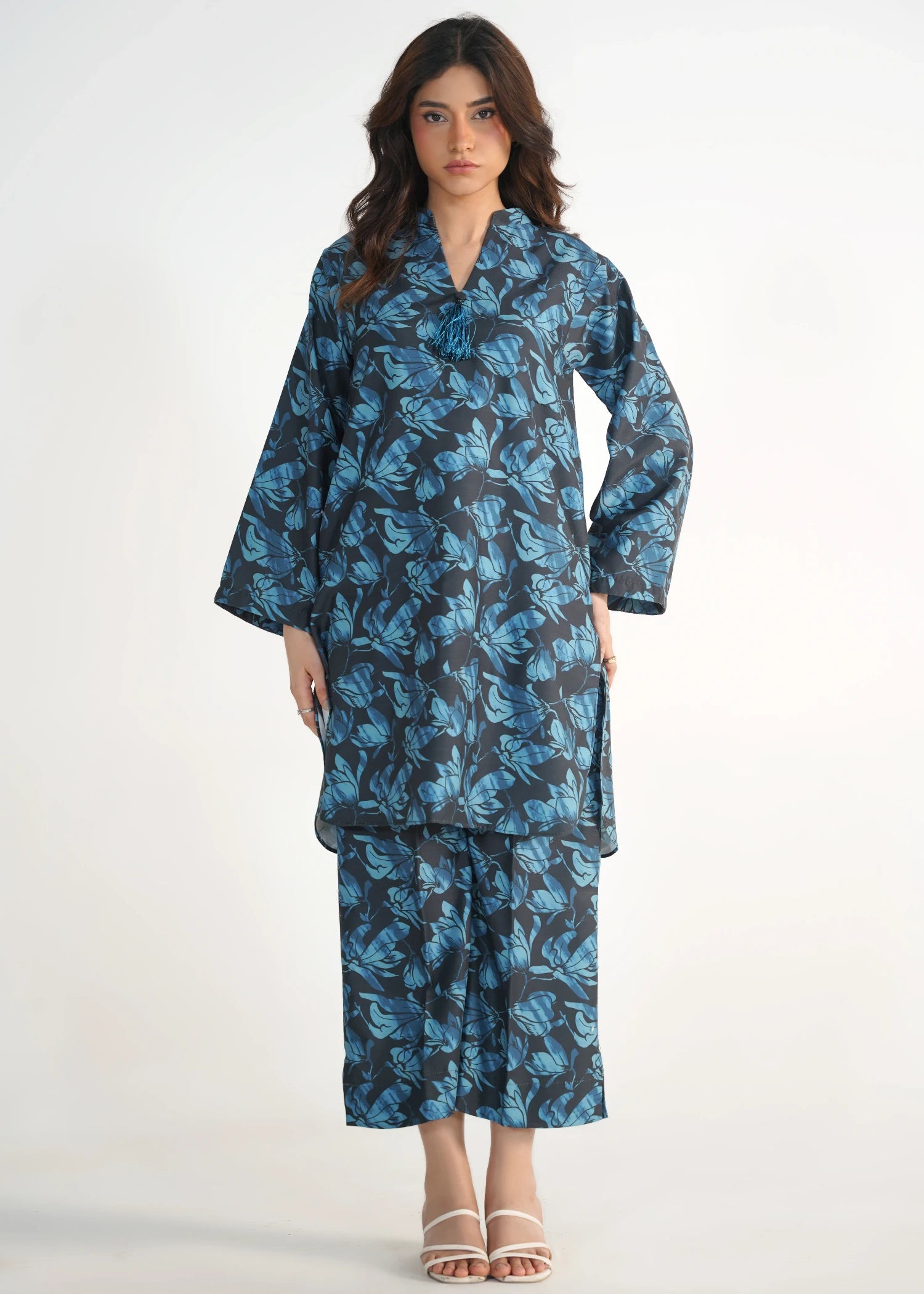 viscose cambric Co Ord Sets in Navy blue, smoke black