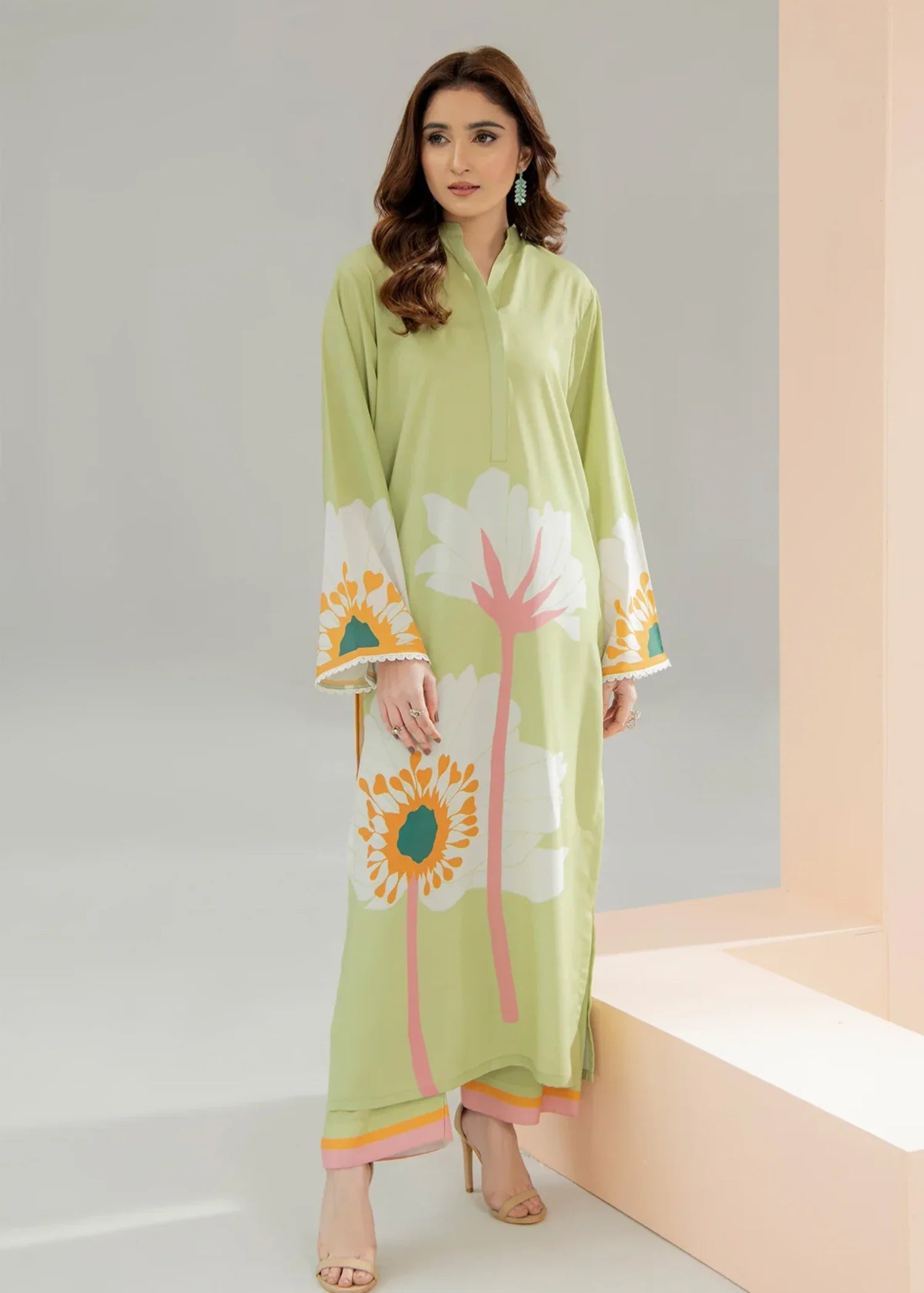 georgette Co ord Sets in Pistachio green