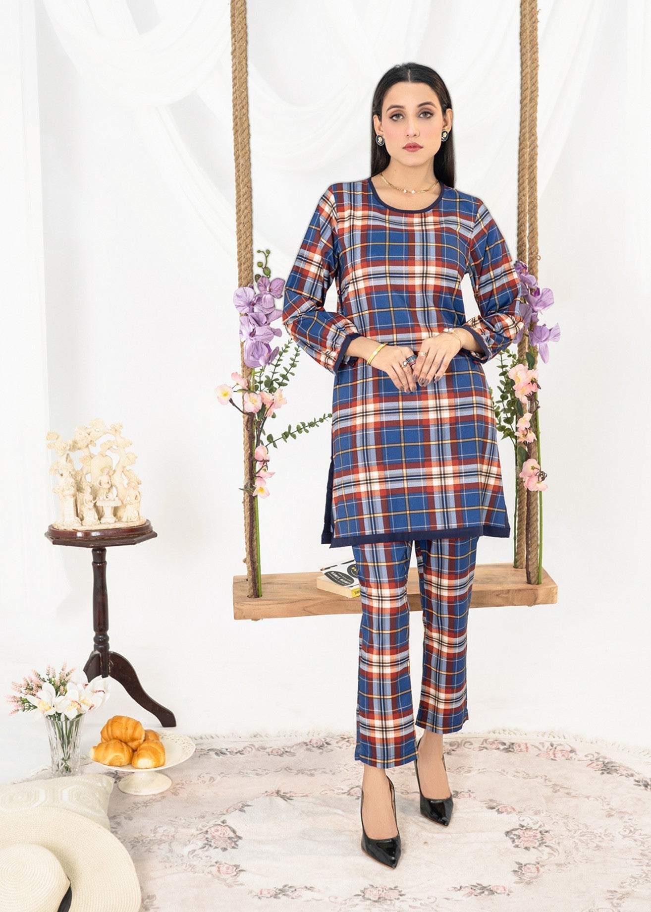 blended satin Co Ord Sets in Blue