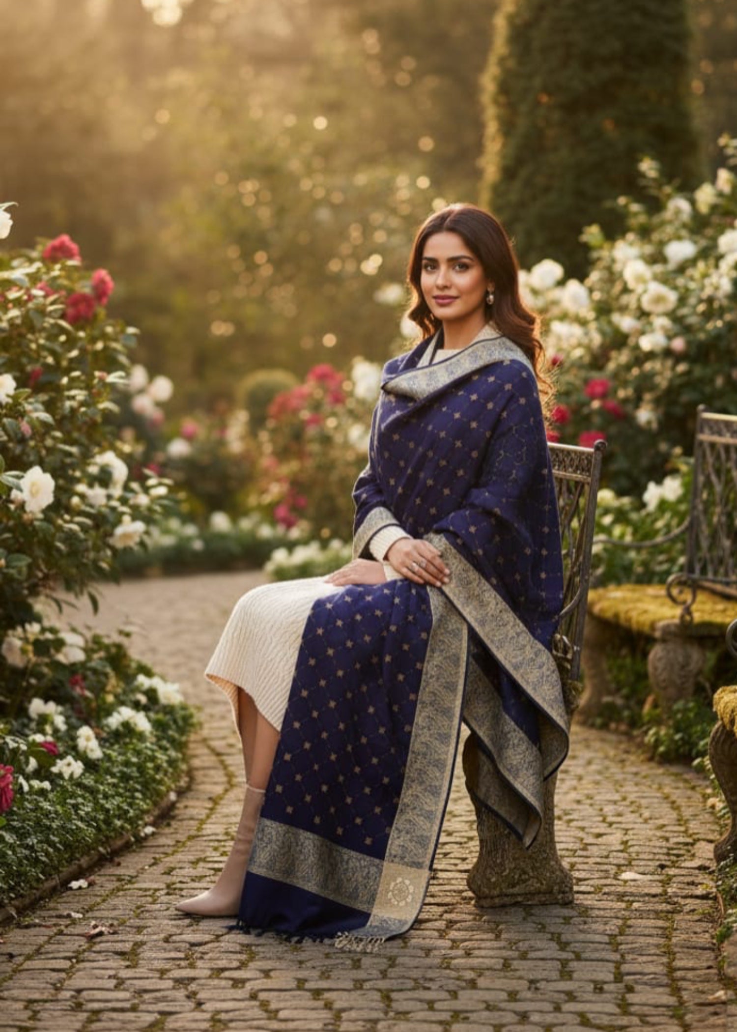 Shawl in Navy blue Color by - Trendy Women Shawl GSX9282