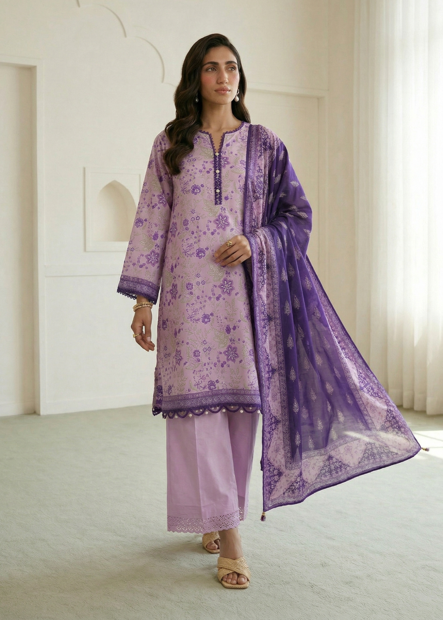 lawn Unstitched in Lilac