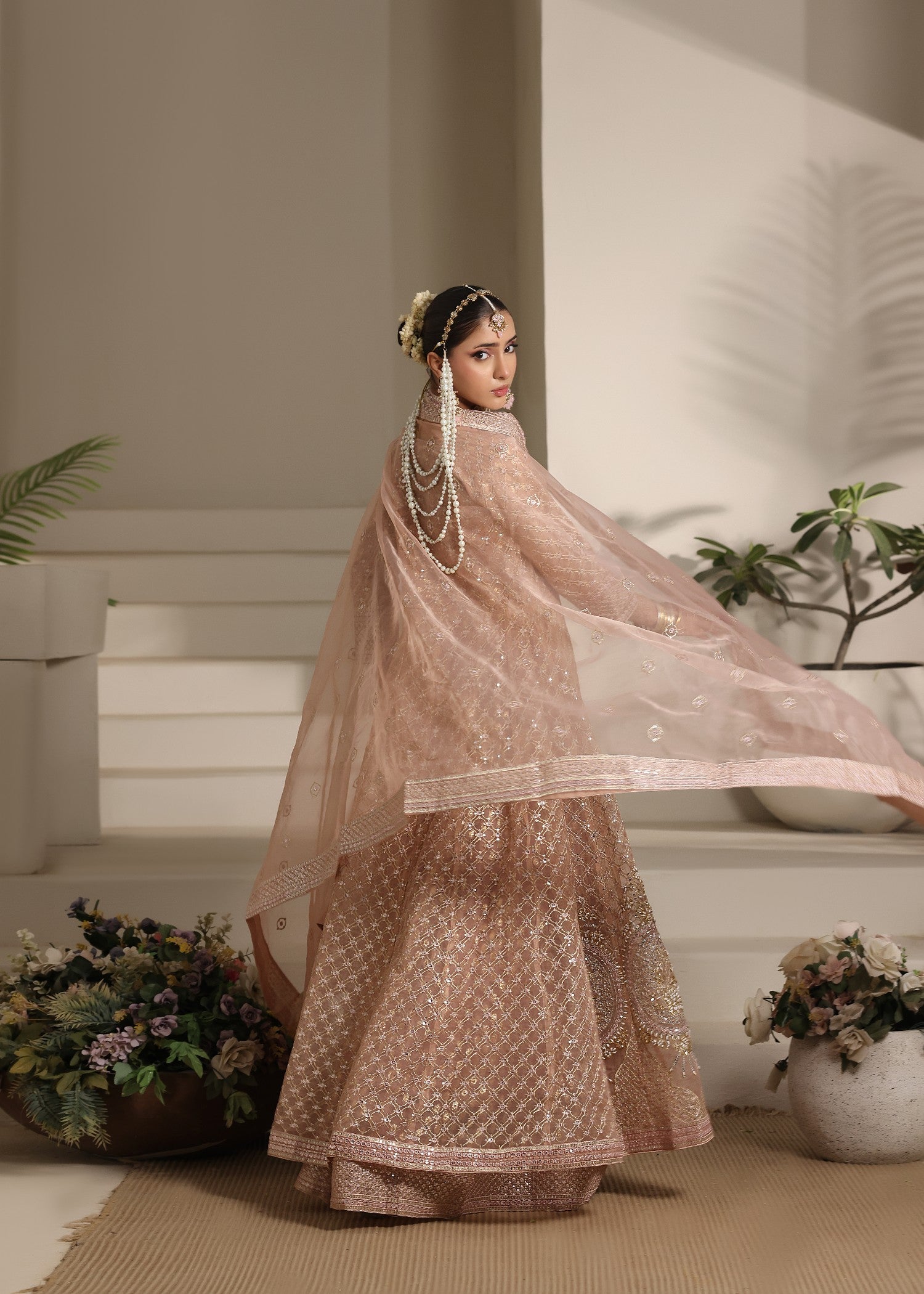 organza Maxi in Peach pink