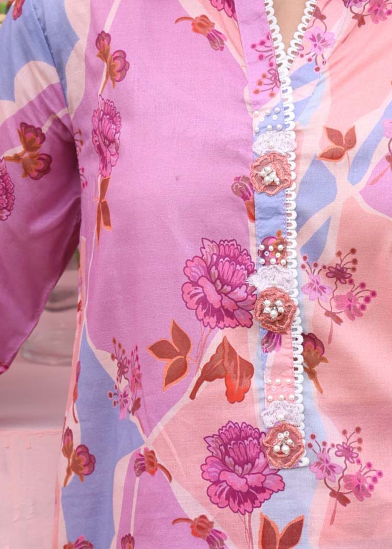 silk finish lawn Co Ord Sets in Bubblegum pink