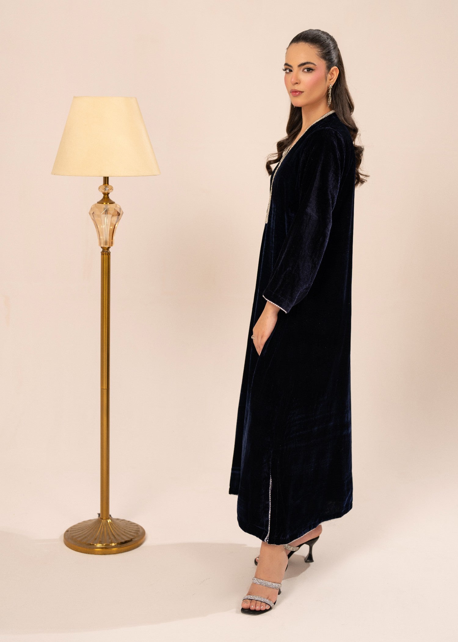 velvet Kaftan in Navy blue