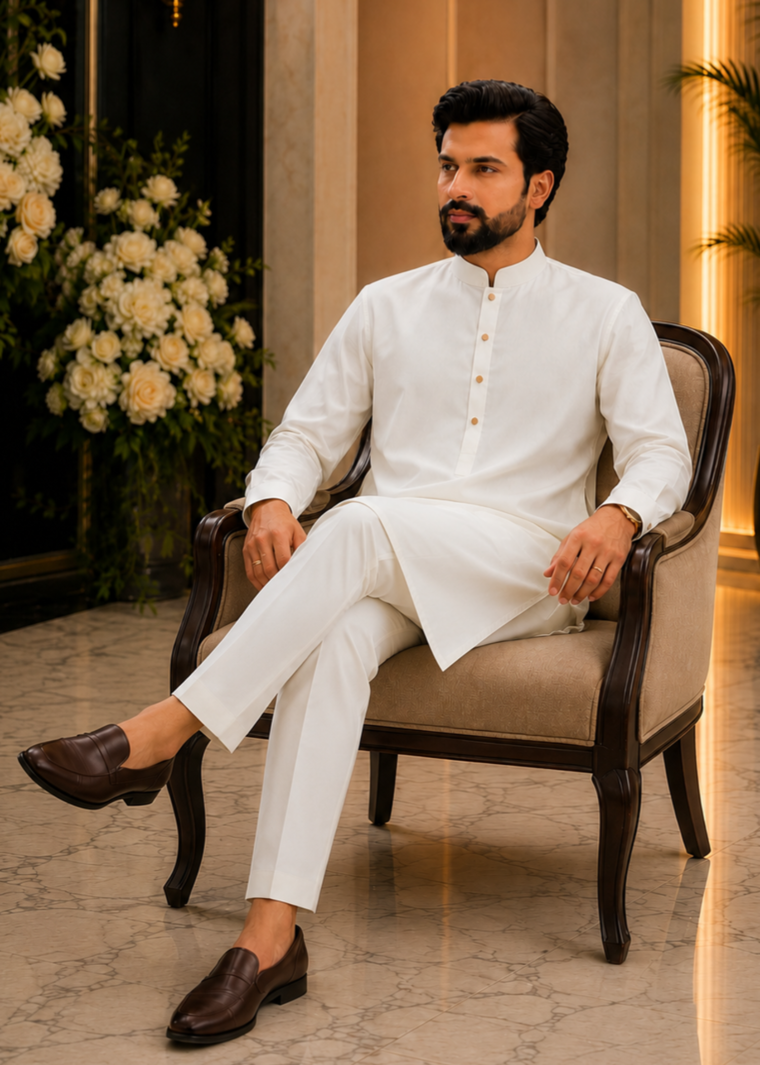 jamawar Prince Coat in Aquamarine
