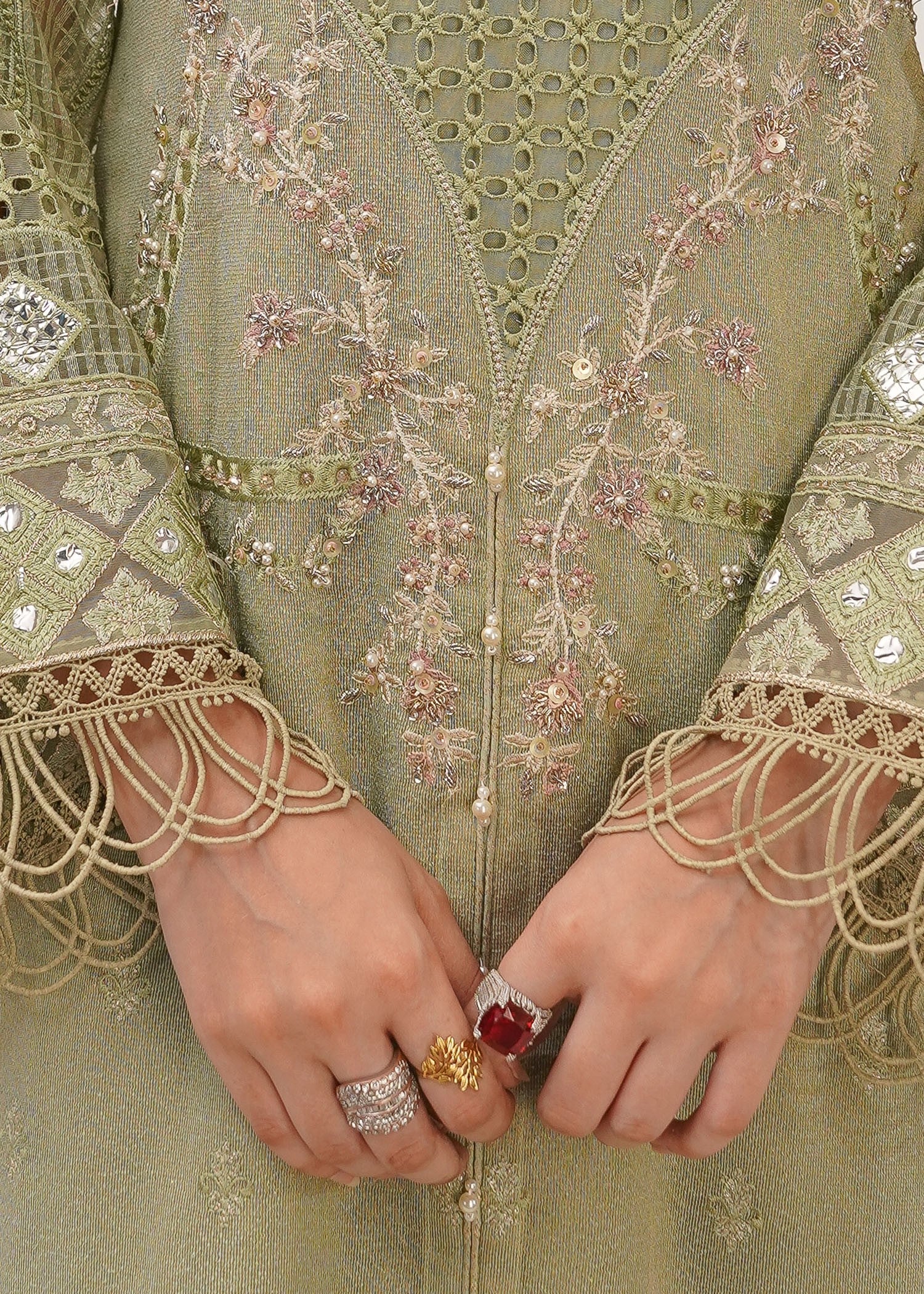 karandi Kurta Set in Green