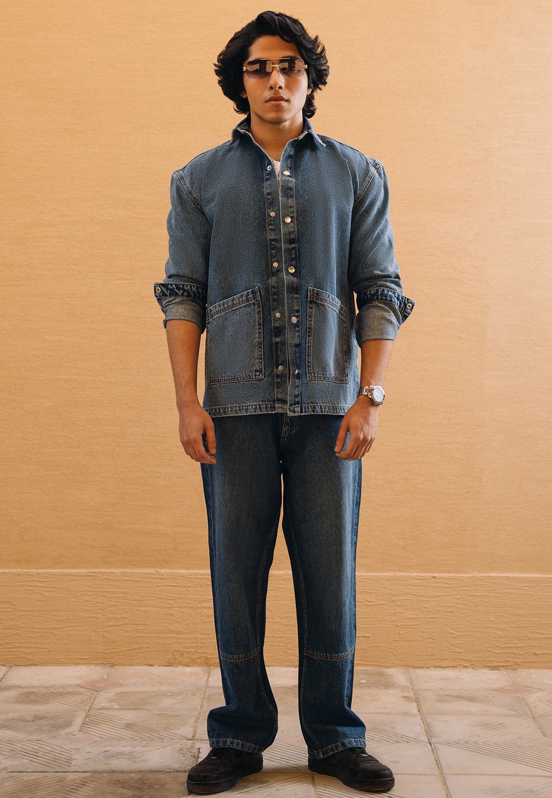 stretch denim Jacket in Dark blue