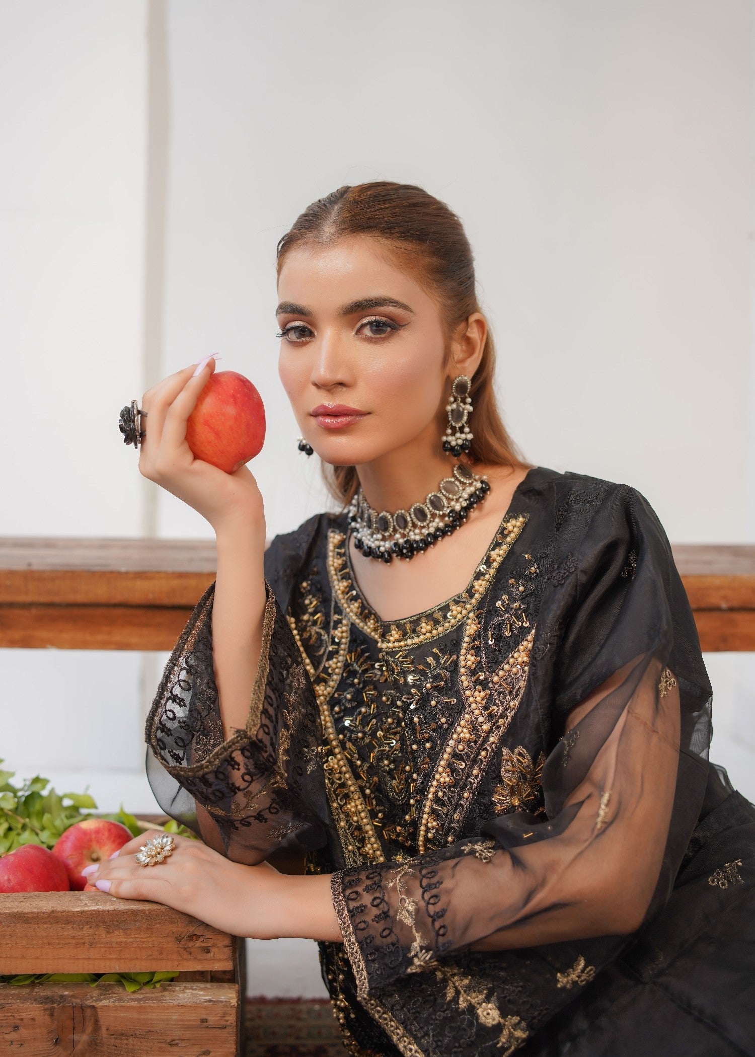 organza Sharara in Black