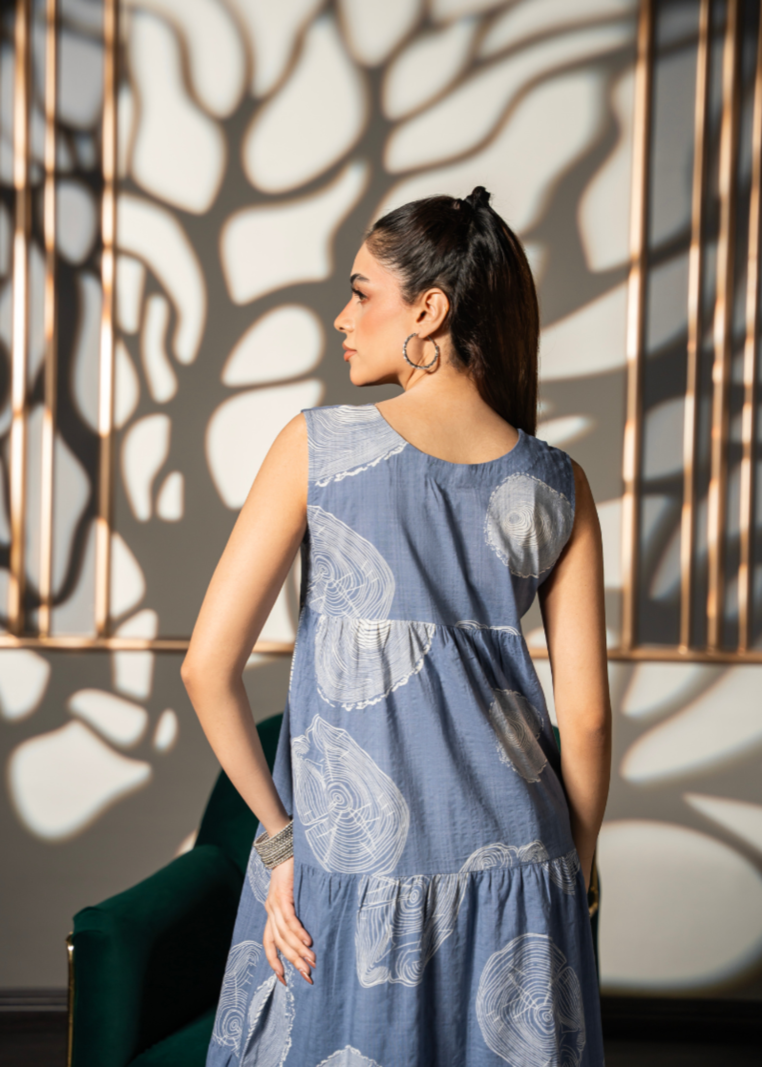 denim-like chambray Dress in Duck egg grey