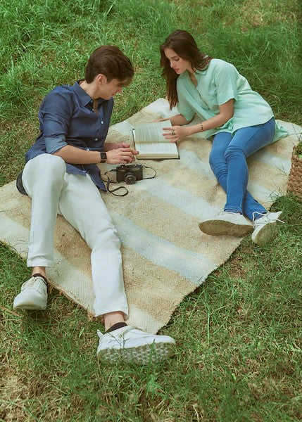 twill cotton Pants in White