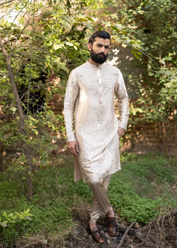 silk Kurta Set in Gold
