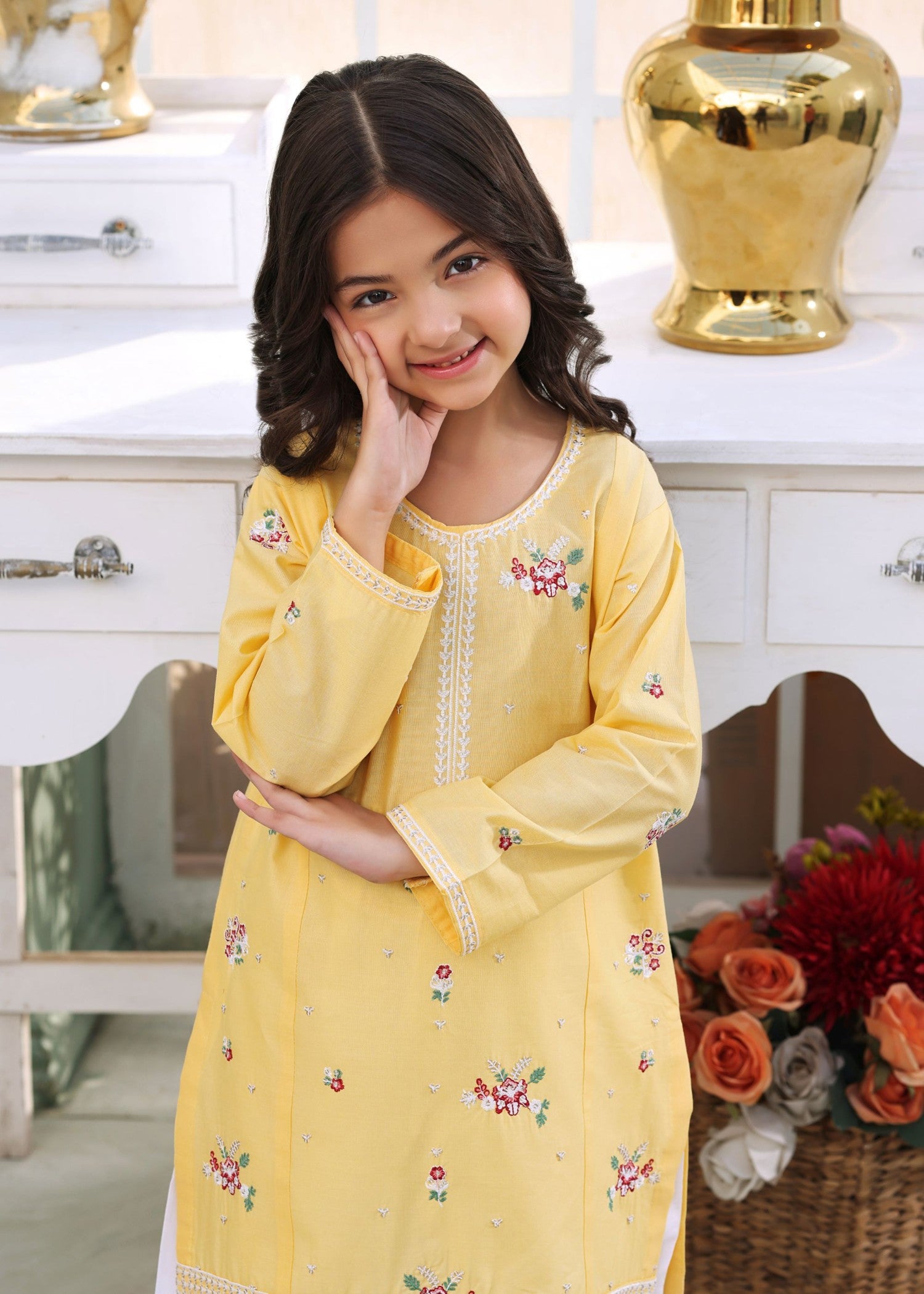 cotton Kurta Set in Lemon