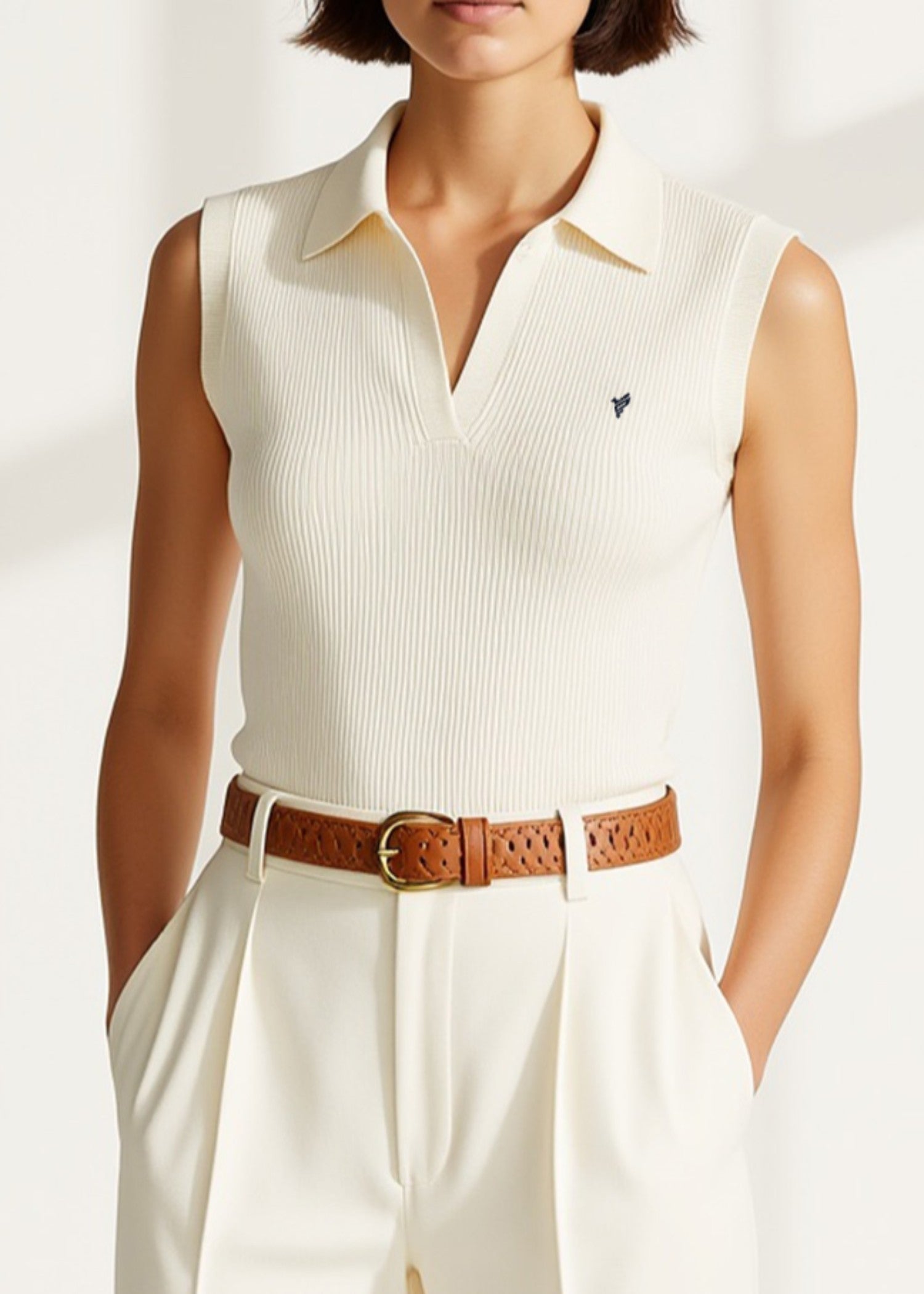 cotton Polo Shirt in Cream